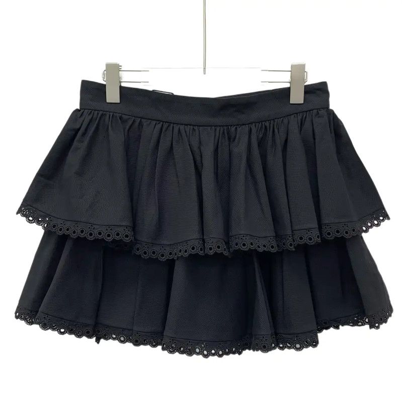 Alexander McQueen Alexander McQueen Black Cotton Ruffled Skirt 0089 Size 26" / US 2 / IT 38 - 2 Thumbnail