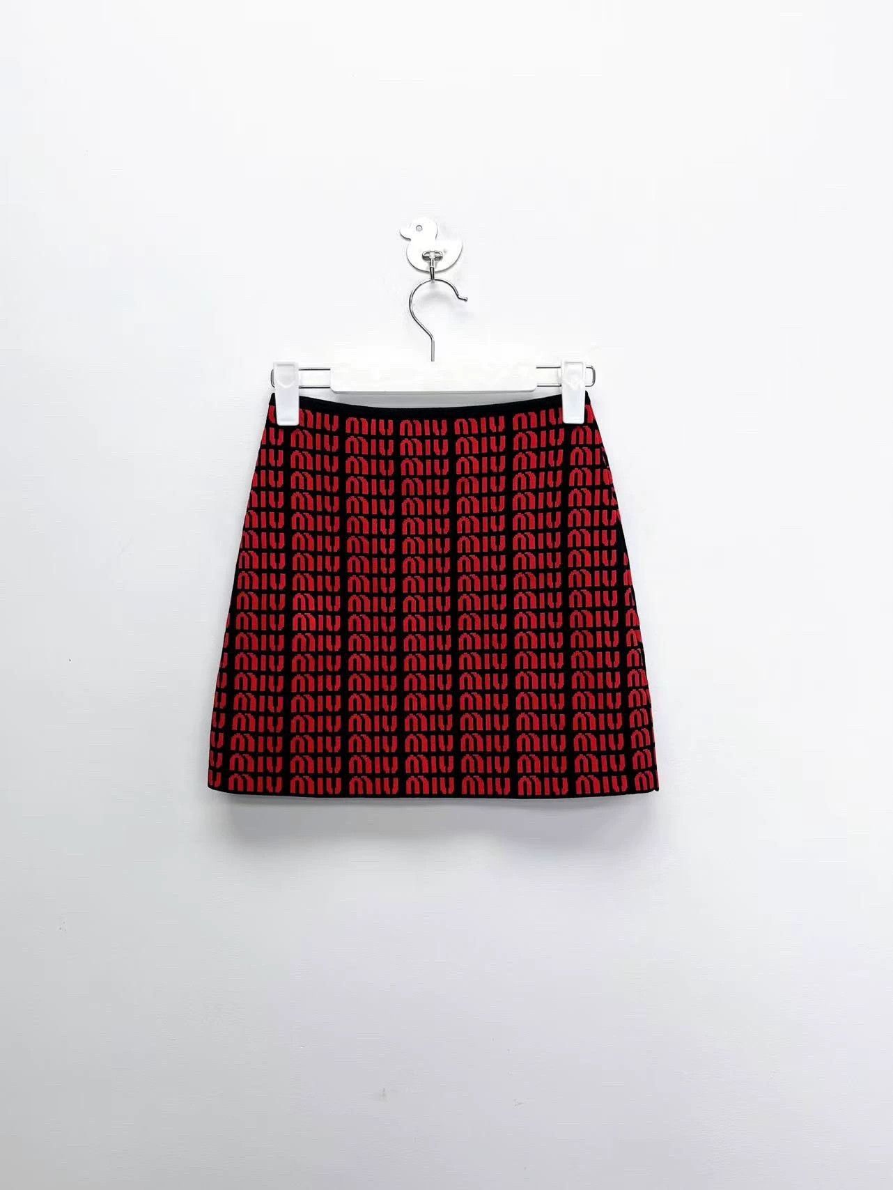 Miu Miu miu miu black red logo knit mini skirt Size 36" / US 14 / IT 50 - 2 Thumbnail