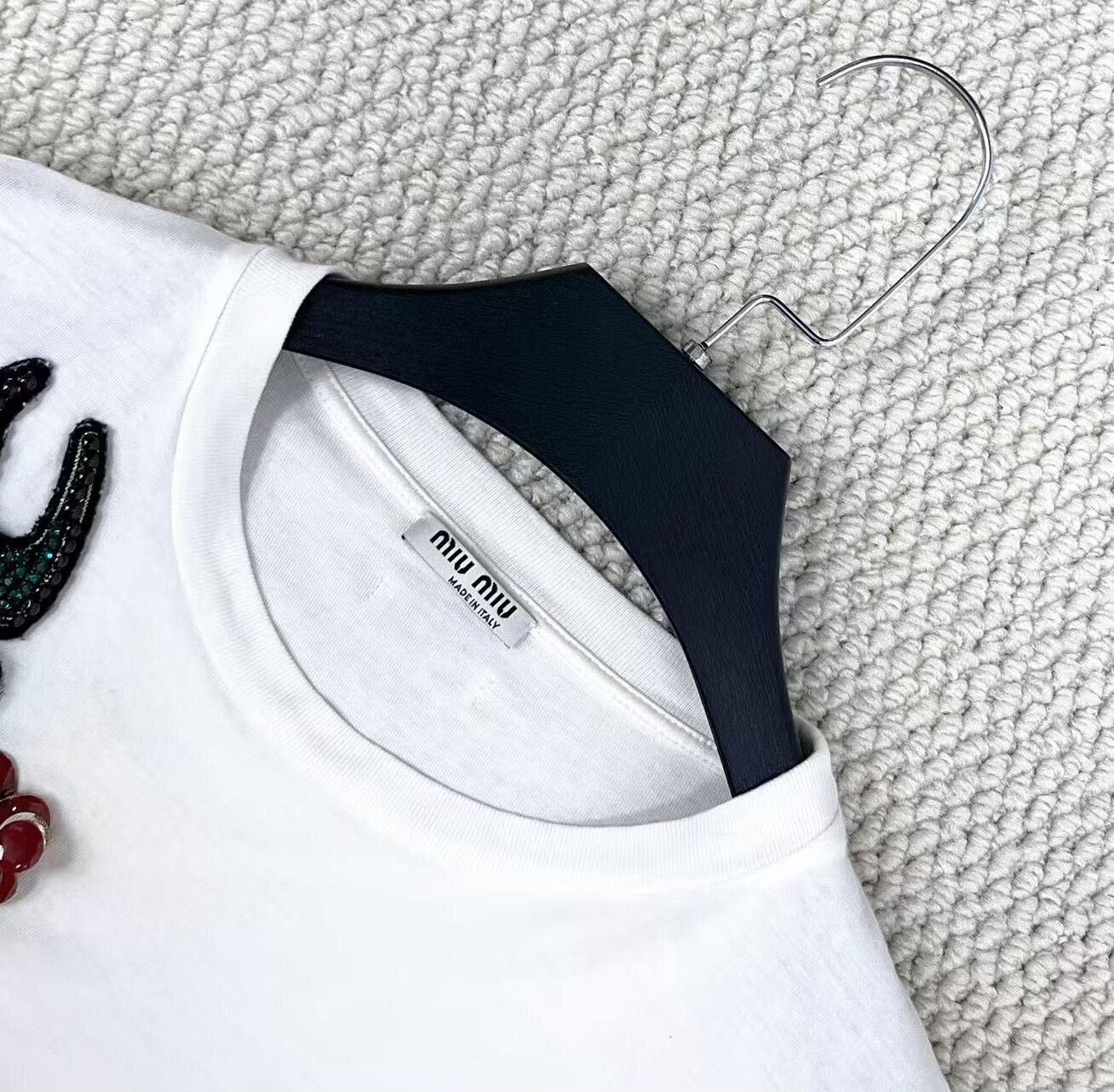 Miu Miu Miu Miu White Short Sleeve Logo Top Size S / US 4 / IT 40 - 3 Thumbnail