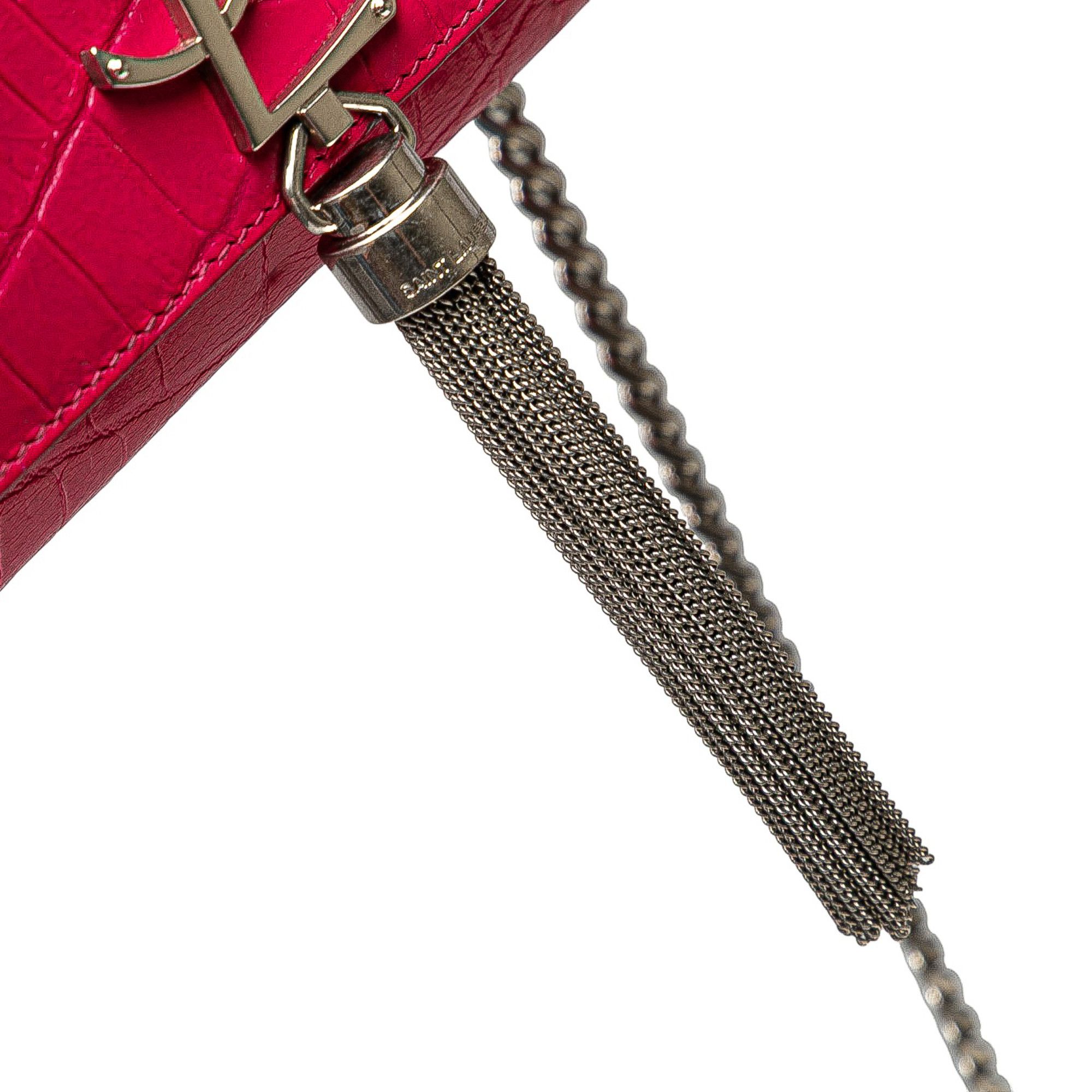 Yves Saint Laurent Yves Saint Laurent Medium Croc Embossed Leather Kate Tassel Crossbody Size ONE SIZE - 8 Thumbnail