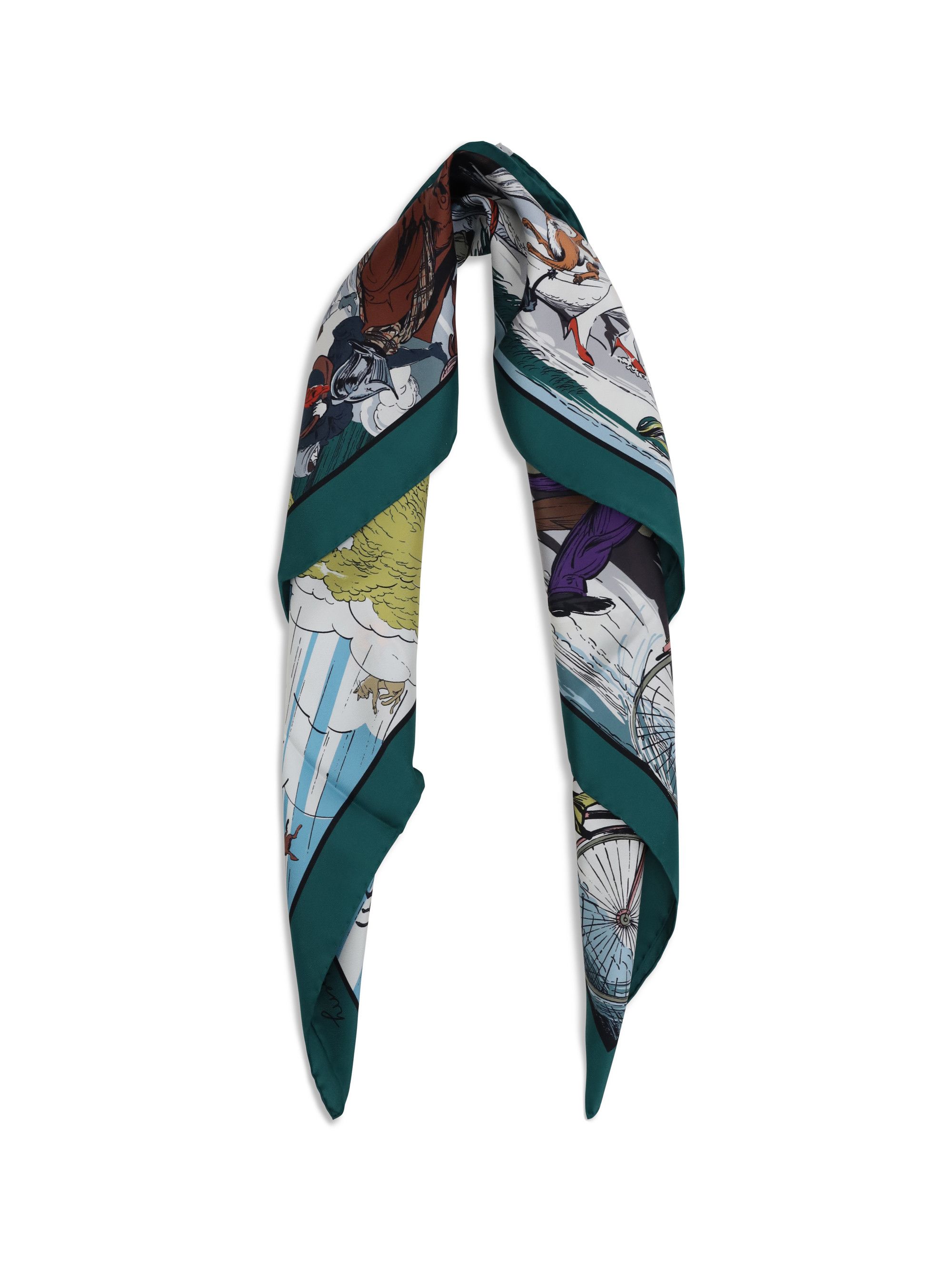 Burberry Raining Cats and Dogs silk Scarf Size ONE SIZE - 2 Thumbnail