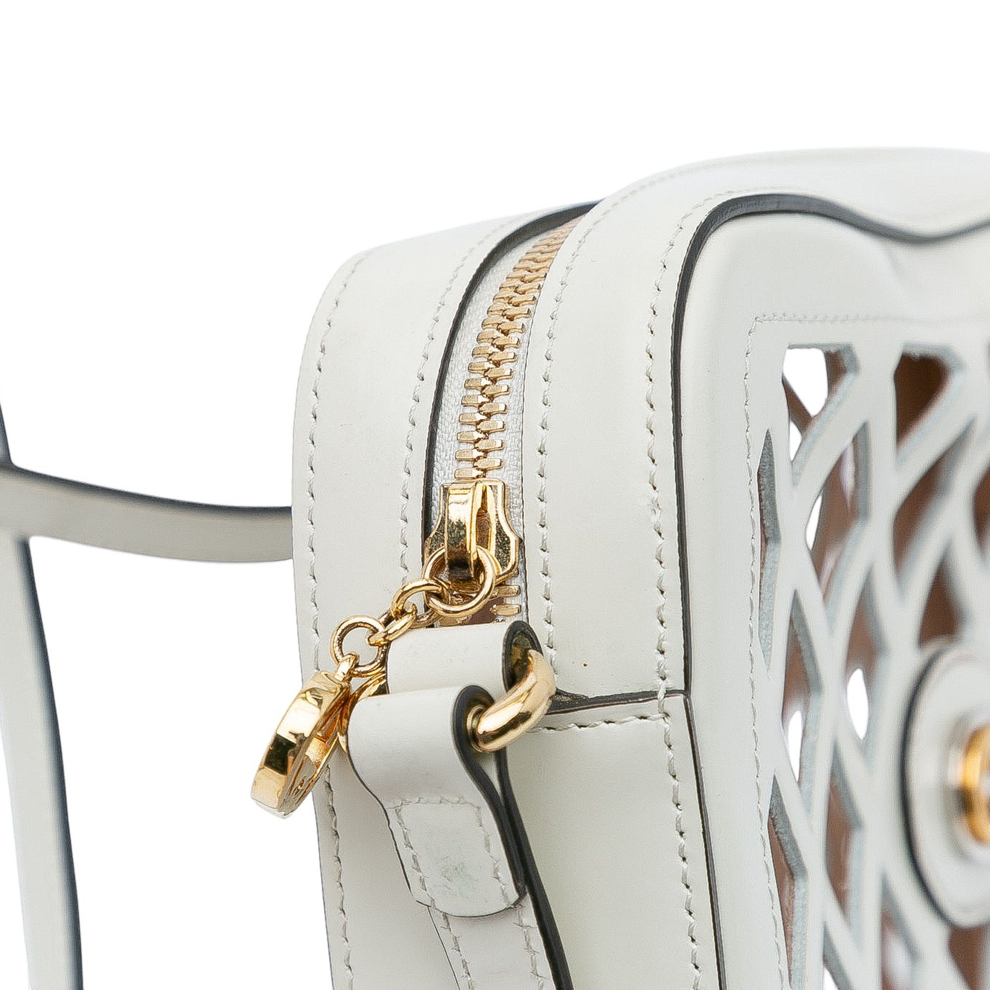 Gucci Gucci Cutout Leather and Flora Canvas Infinity Crossbody Size ONE SIZE - 8 Thumbnail