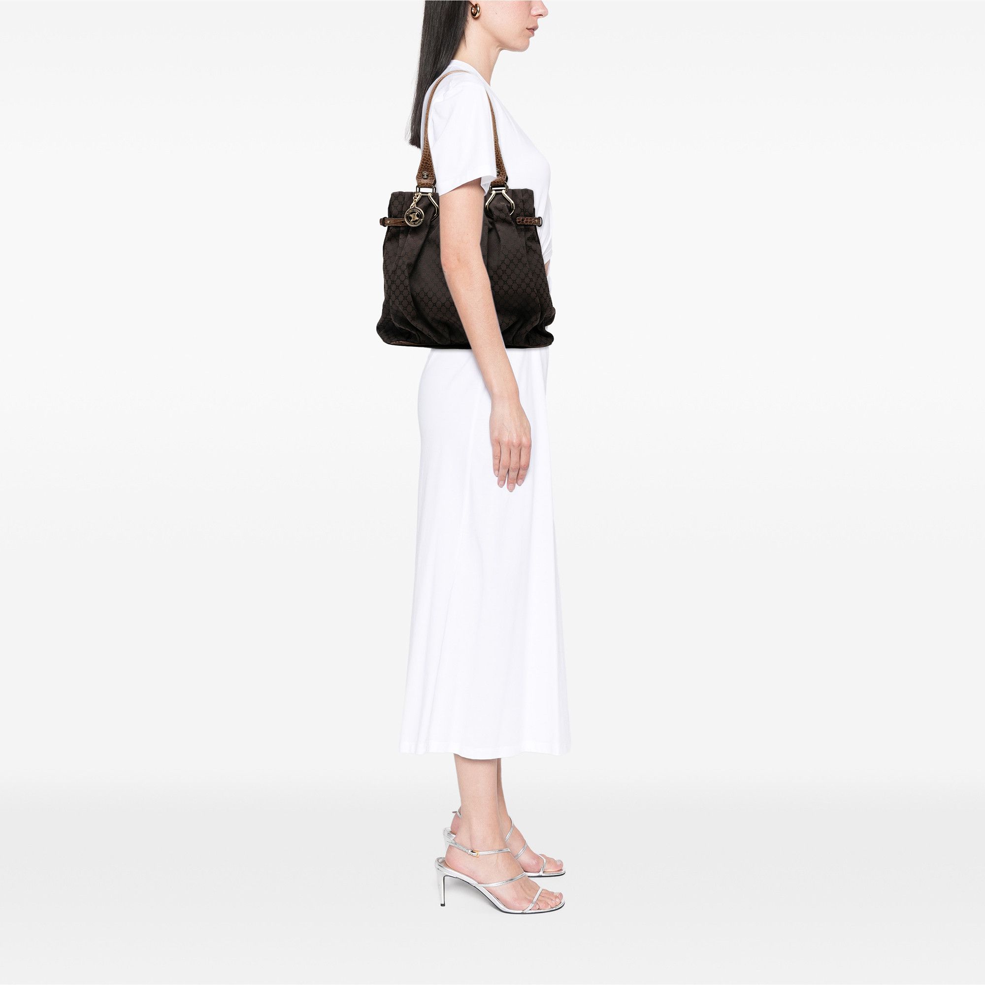 Celine Celine Embossed Leather Trimmed Macadam Canvas Vertical Tote Size ONE SIZE - 8 Thumbnail