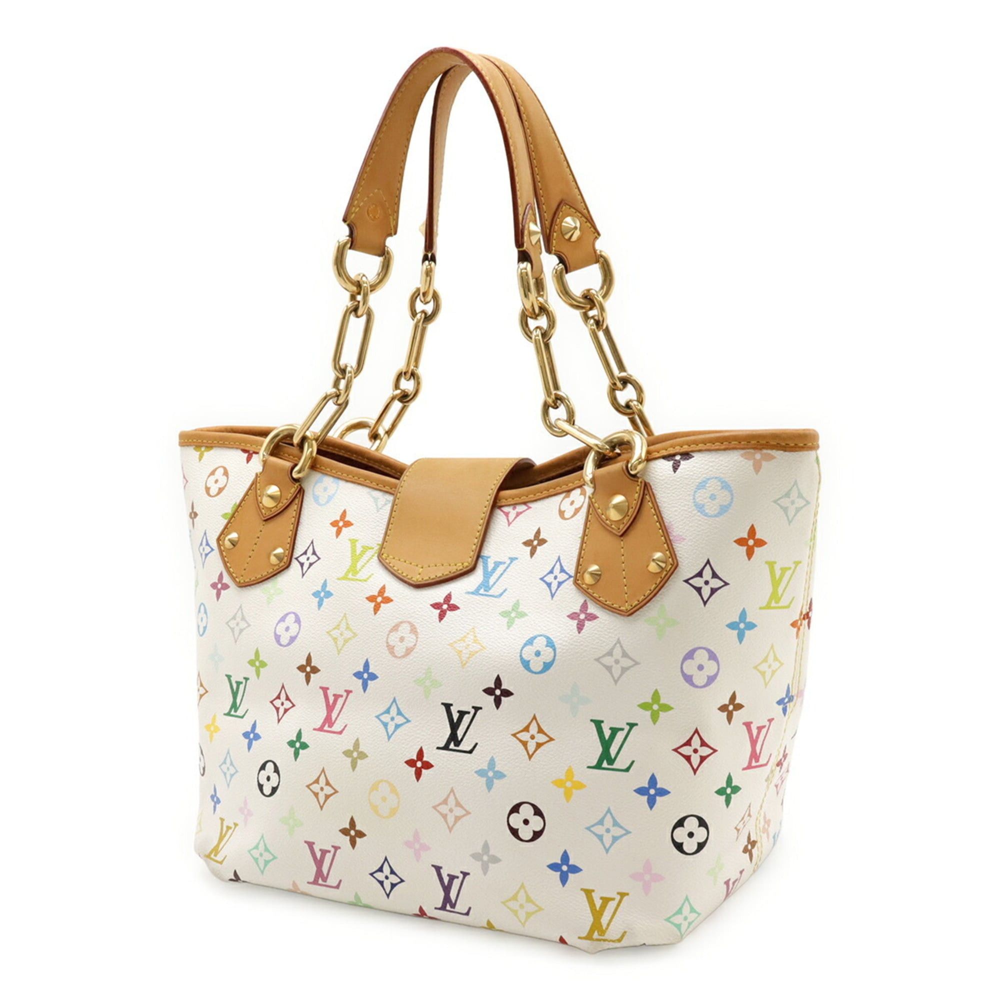 Louis Vuitton LOUIS VUITTON Monogram Multicolore Annie GM Tote Bag, Shoulder Chain Ribbon, Blanc, White, M40303 Size ONE SIZE - 3 Thumbnail