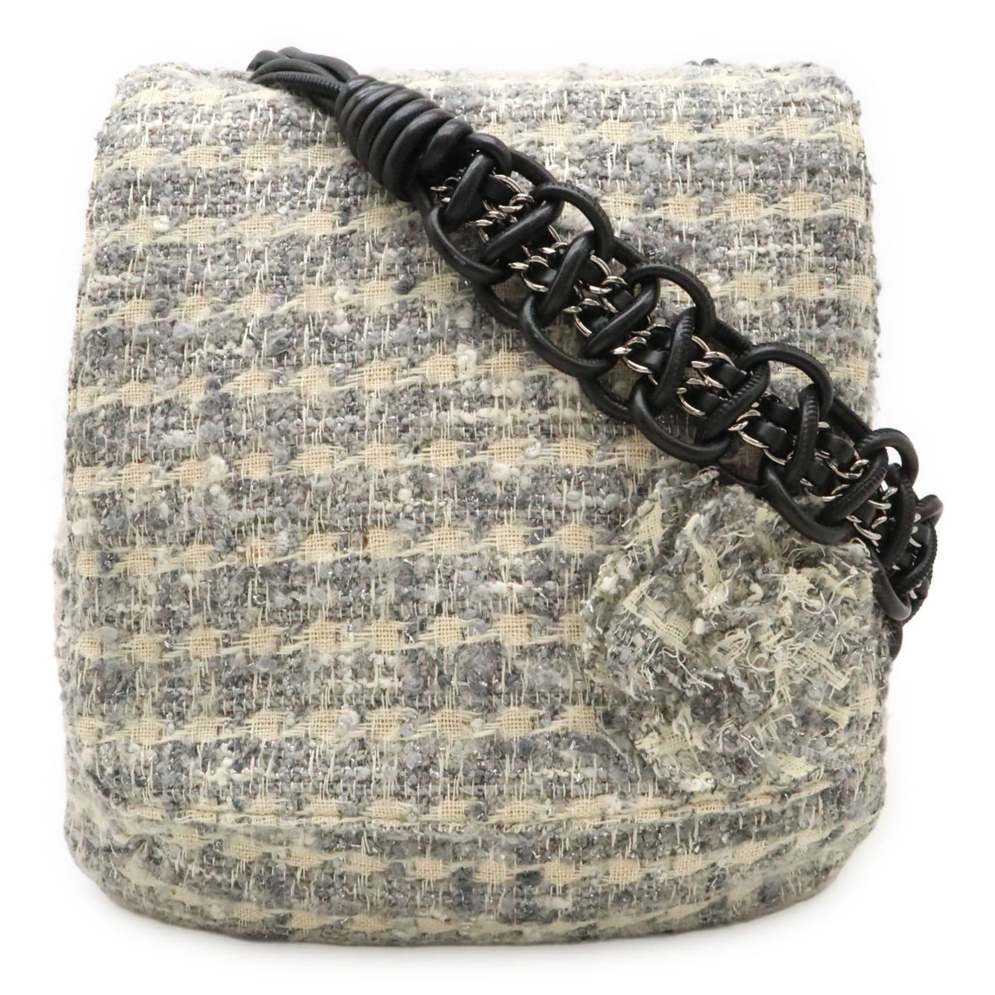 Chanel CHANEL Camellia Tweed Chain Shoulder Bag in Gray Multicolor and Black (A30216) Size ONE SIZE - 2 Thumbnail