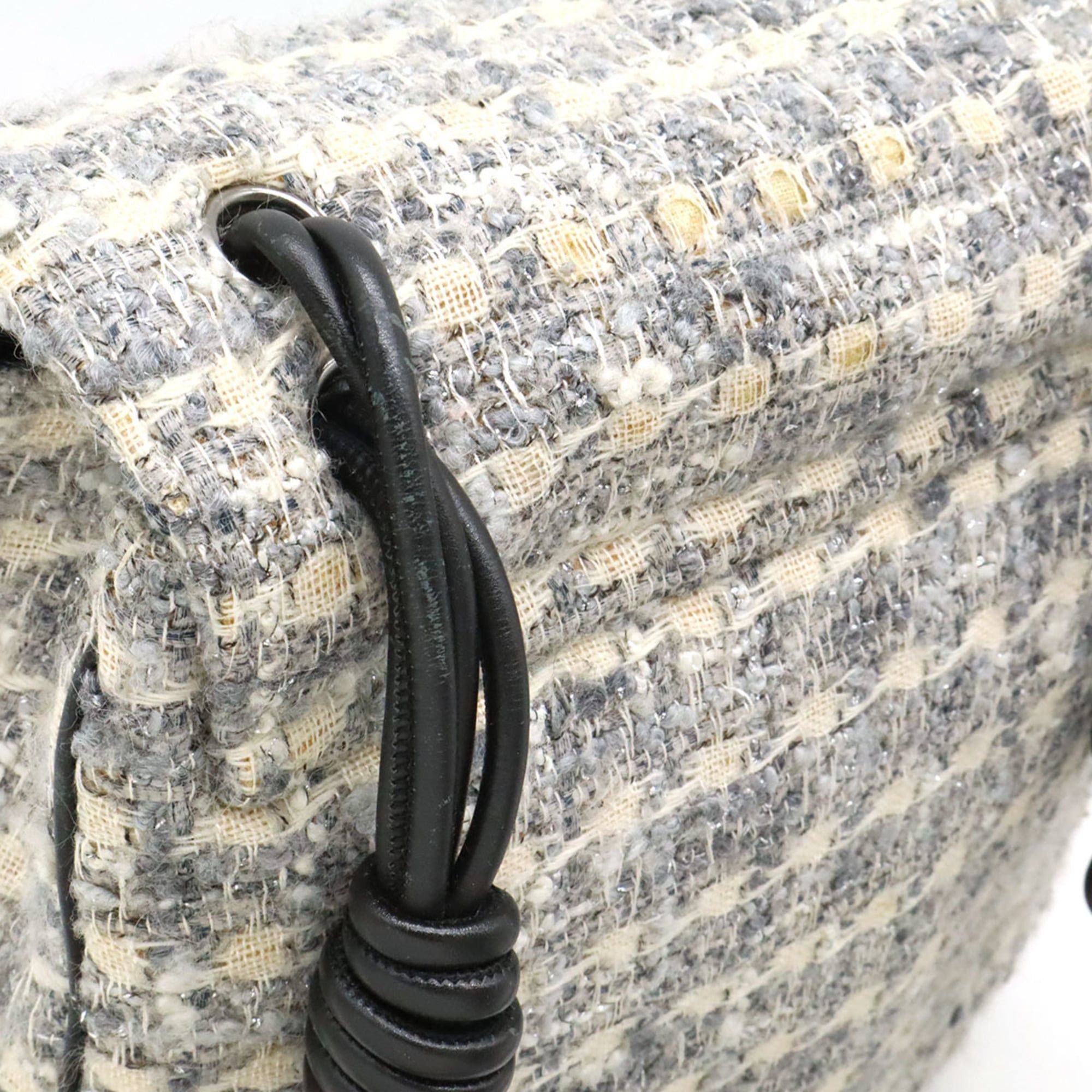 Chanel CHANEL Camellia Tweed Chain Shoulder Bag in Gray Multicolor and Black (A30216) Size ONE SIZE - 5 Thumbnail