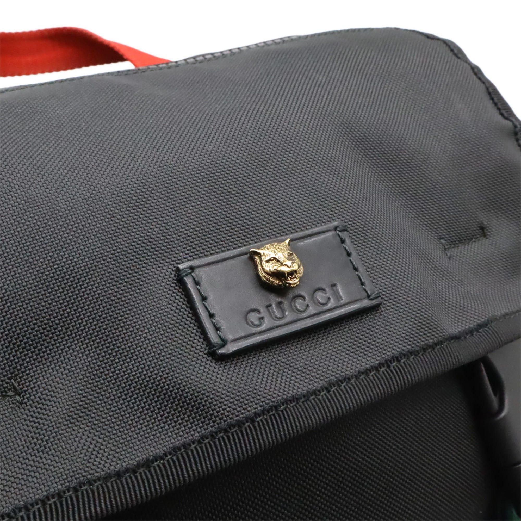 Gucci GUCCI Techno Canvas Backpack with Cat Head Leather and Mesh Design in Black, Navy, Red, Green (450982) Size ONE SIZE - 9 Thumbnail