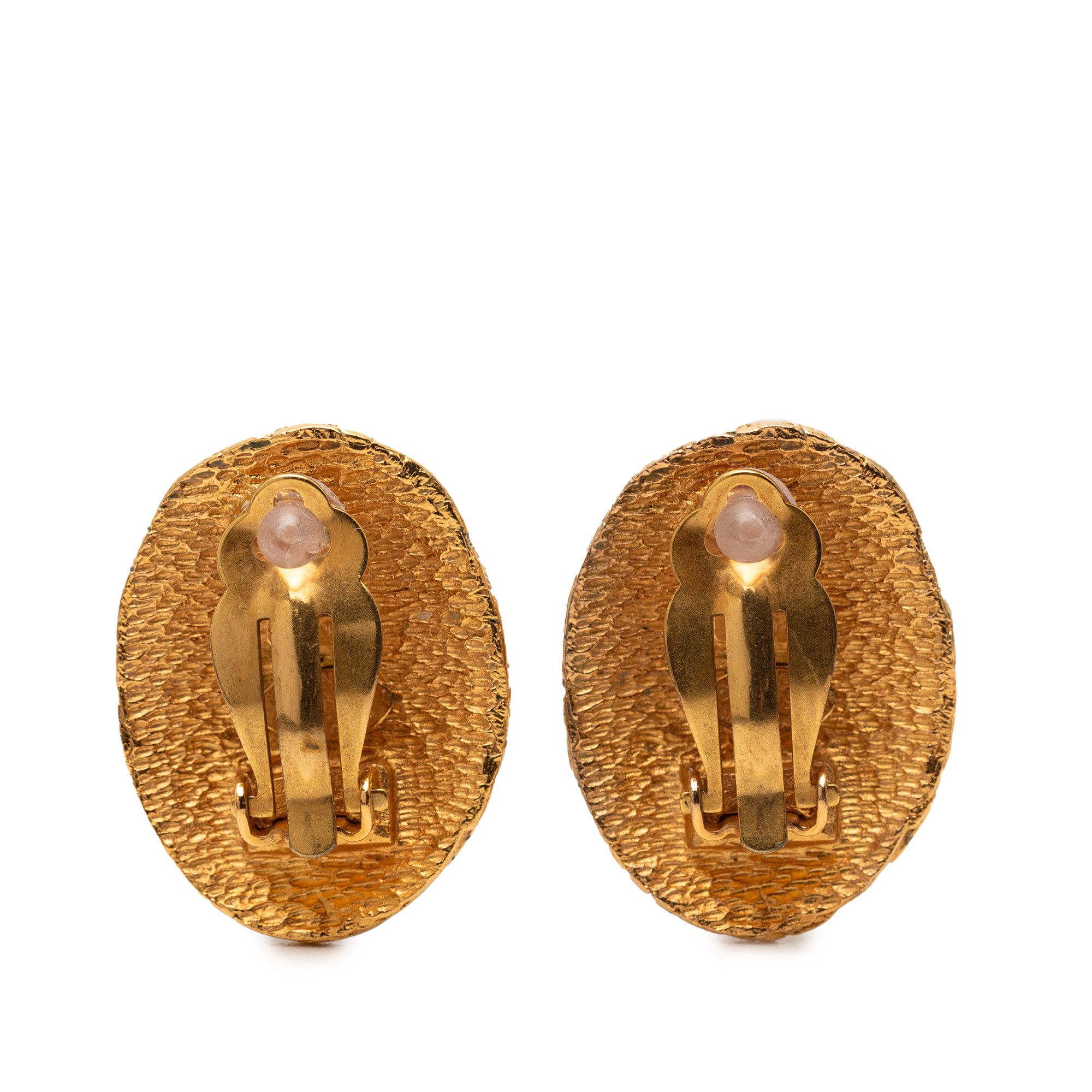 Chanel Chanel CC Gold Plated Oval Clip on Earrings Size ONE SIZE - 2 Thumbnail