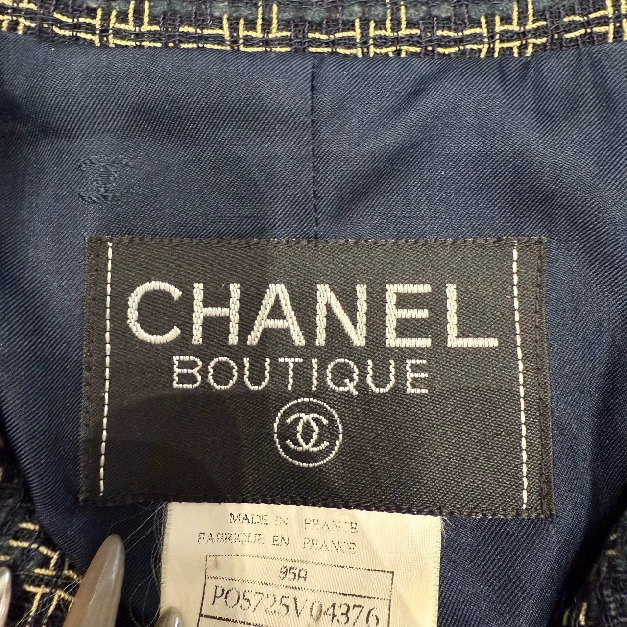 Chanel chanel long blazer in navy check pattern Size XS / US 0-2 / IT 36-38 - 9 Thumbnail