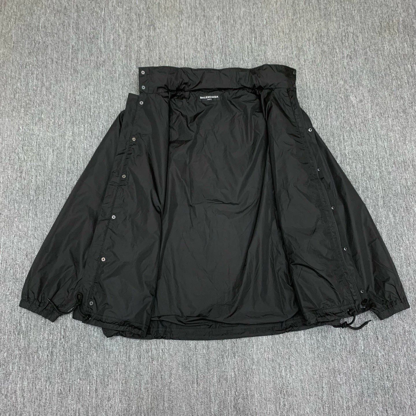 black nylon belted parka jacket by balenciaga