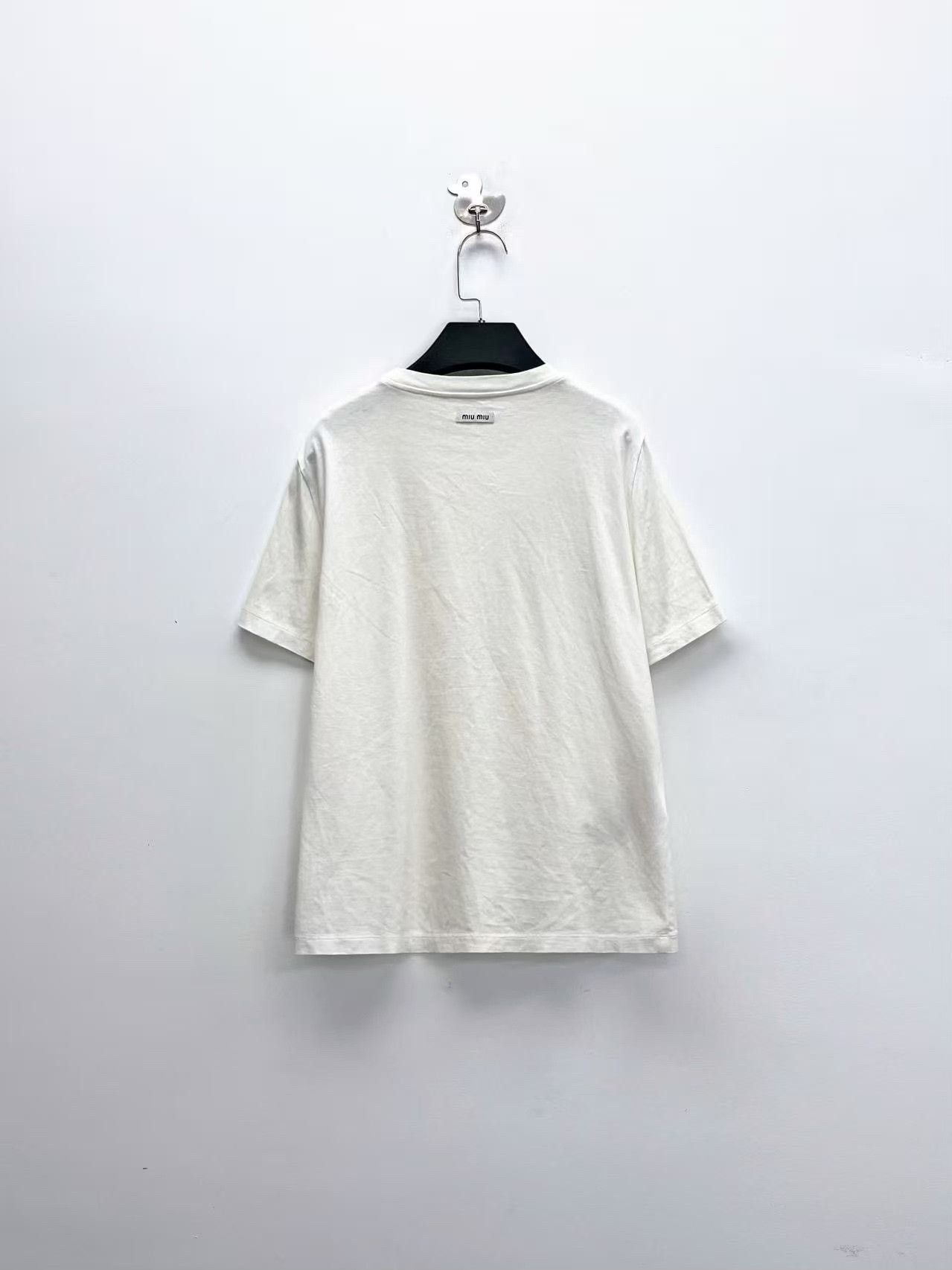 Miu Miu Miu Miu White Short Sleeve Embellished Top Size S / US 4 / IT 40 - 2 Thumbnail