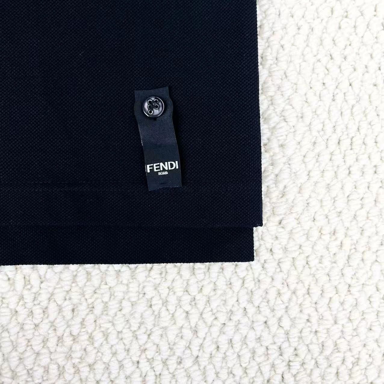 Fendi Fendi Black Embroidered Polo Shirt with Roma Letters Size US L / EU 52-54 / 3 - 5 Thumbnail