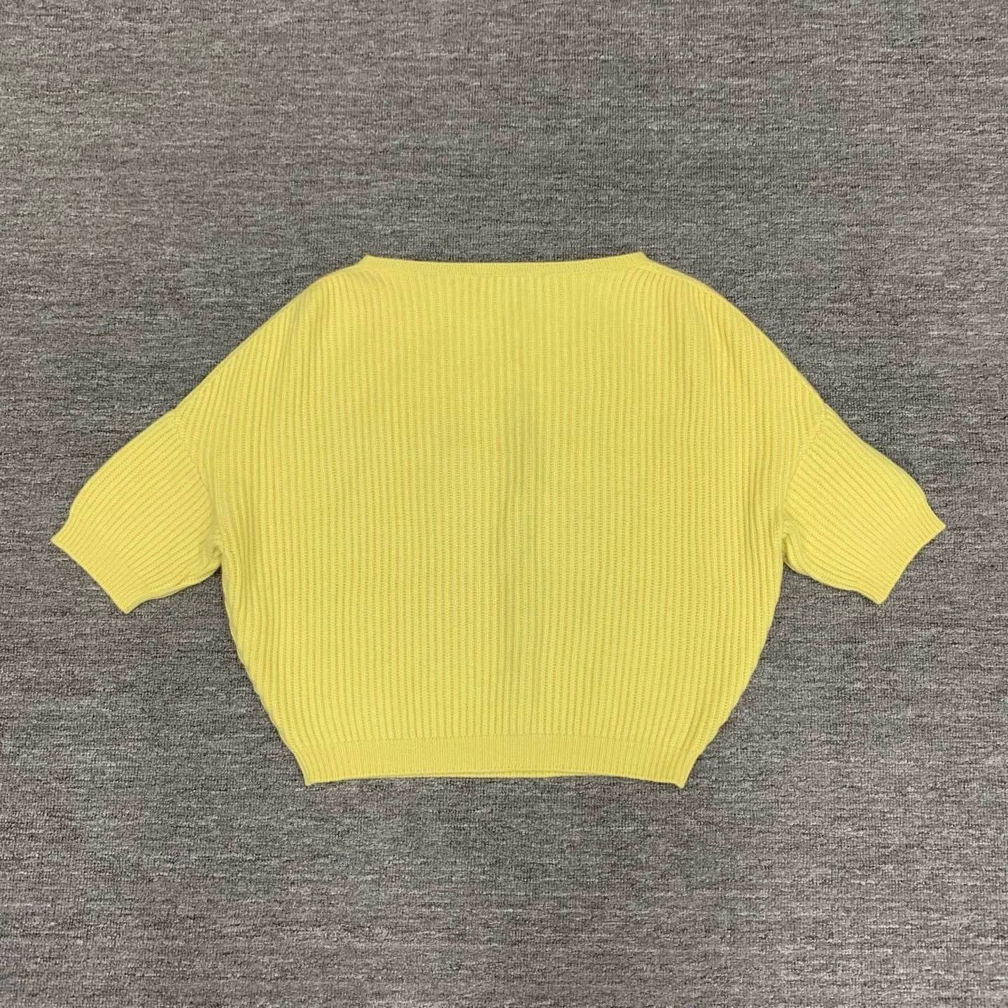 Dior yellow ribbed knit short-sleeve sweater Size S / US 4 / IT 40 - 2 Thumbnail
