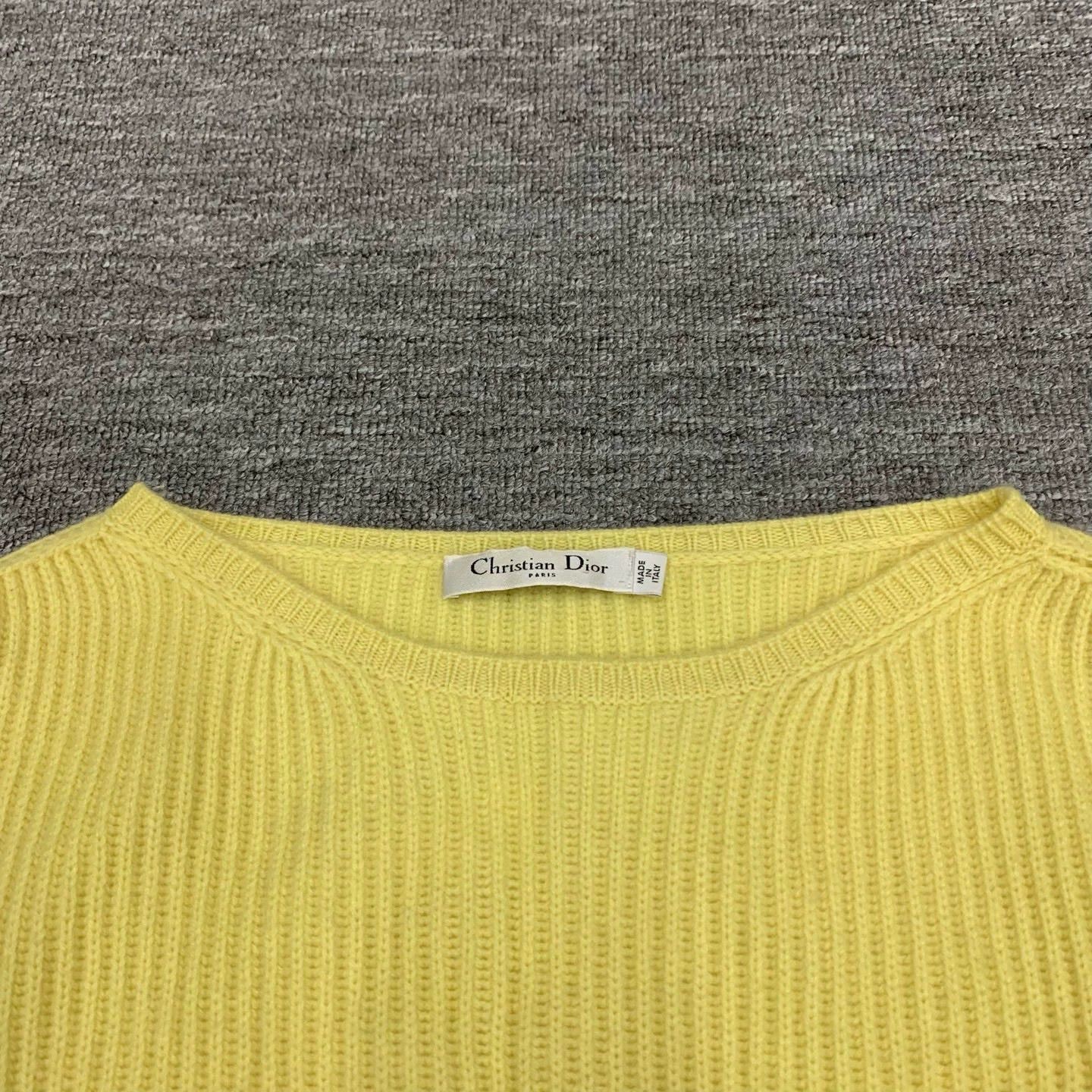 Dior yellow ribbed knit short-sleeve sweater Size S / US 4 / IT 40 - 8 Thumbnail