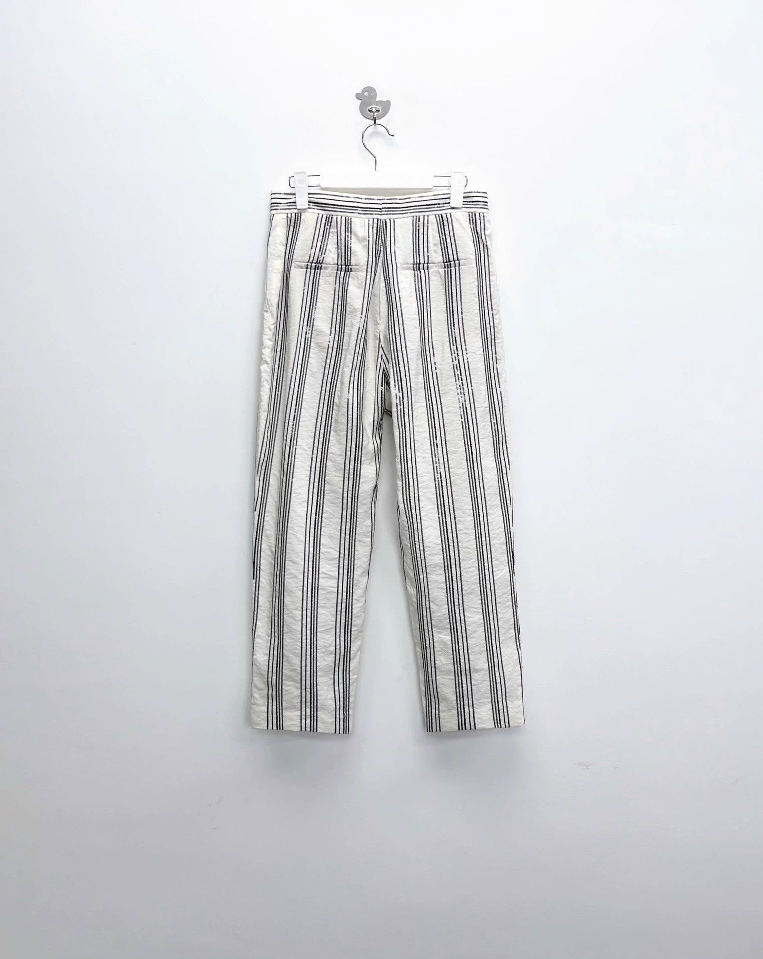 Brunello Cucinelli brunello cucinelli ivory striped casual pants Size US 42 / EU 58 - 2 Thumbnail