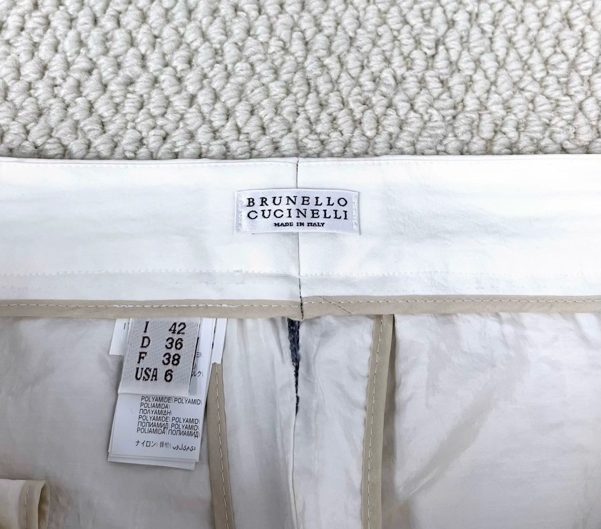 Brunello Cucinelli brunello cucinelli ivory striped casual pants Size US 42 / EU 58 - 3 Thumbnail