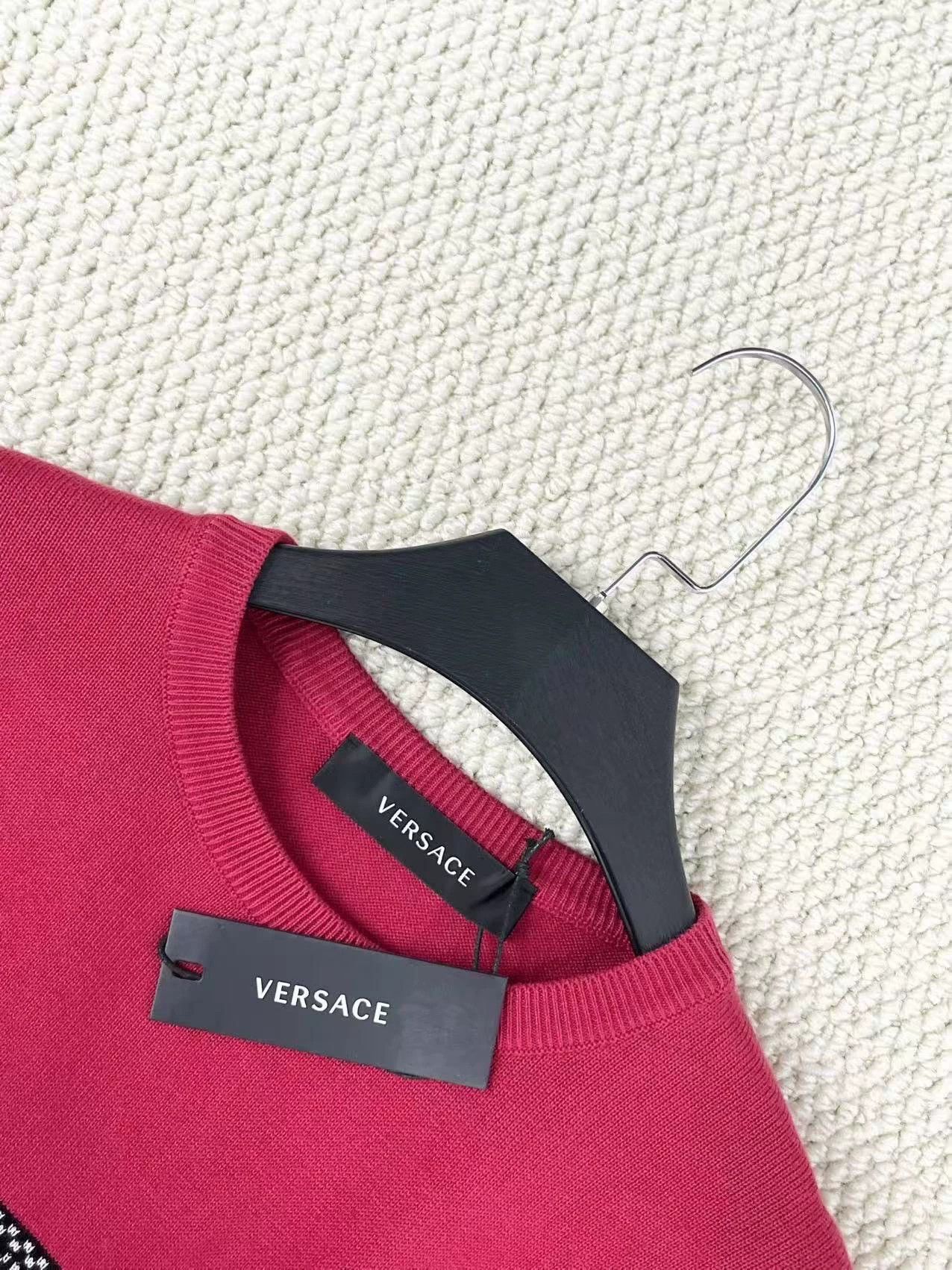 Versace versace red striped logo knit top Size L / US 10 / IT 46 - 3 Thumbnail