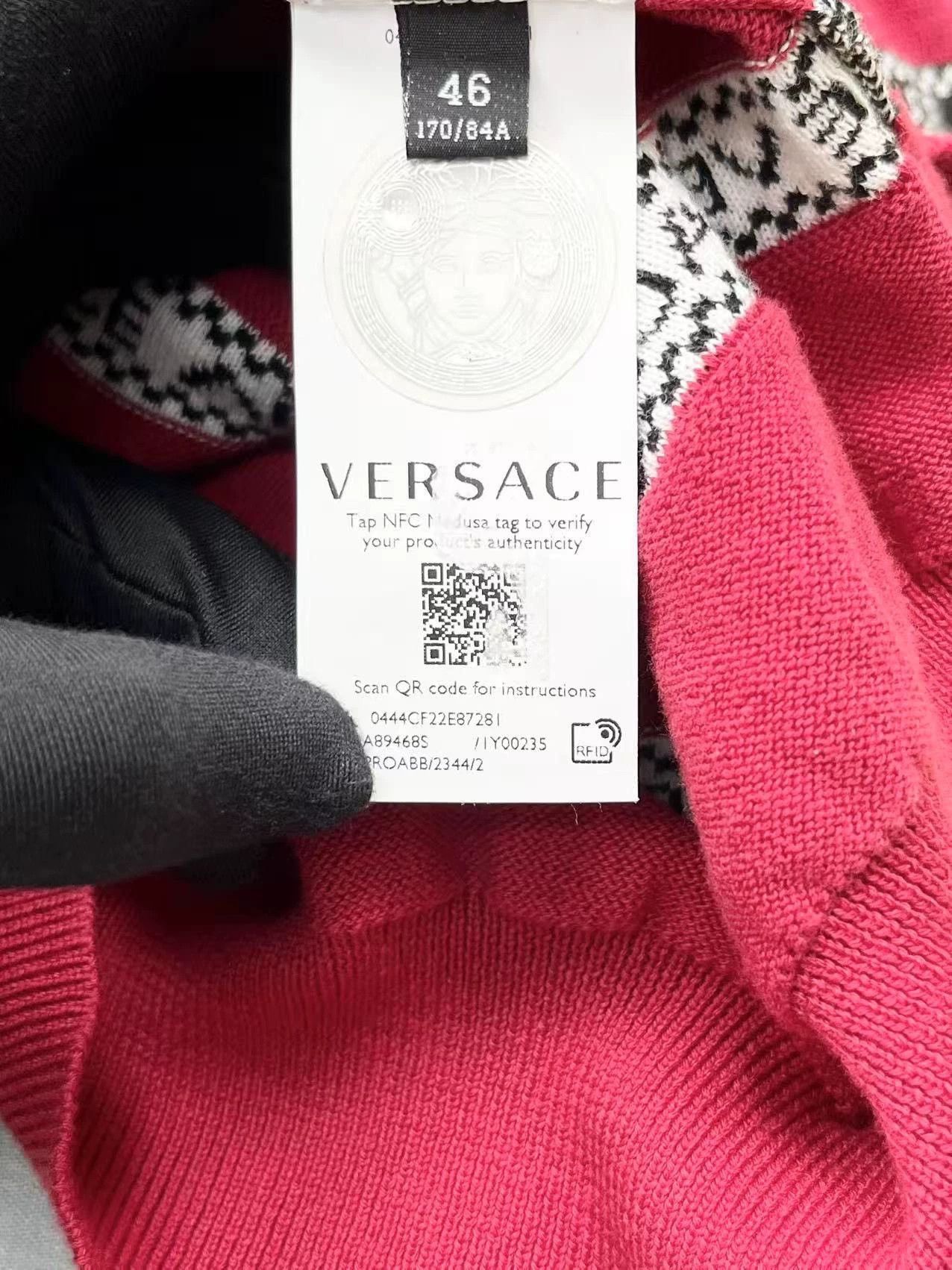 Versace versace red striped logo knit top Size L / US 10 / IT 46 - 5 Thumbnail