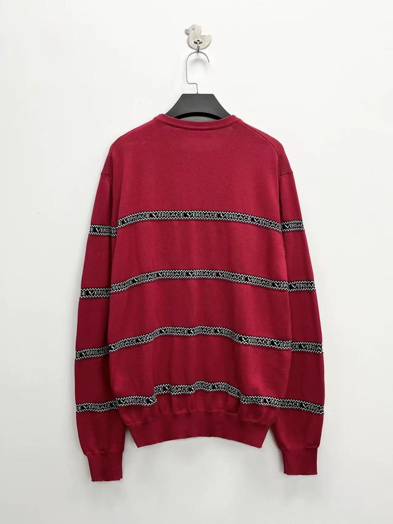 Versace versace red striped logo knit top Size L / US 10 / IT 46 - 2 Thumbnail