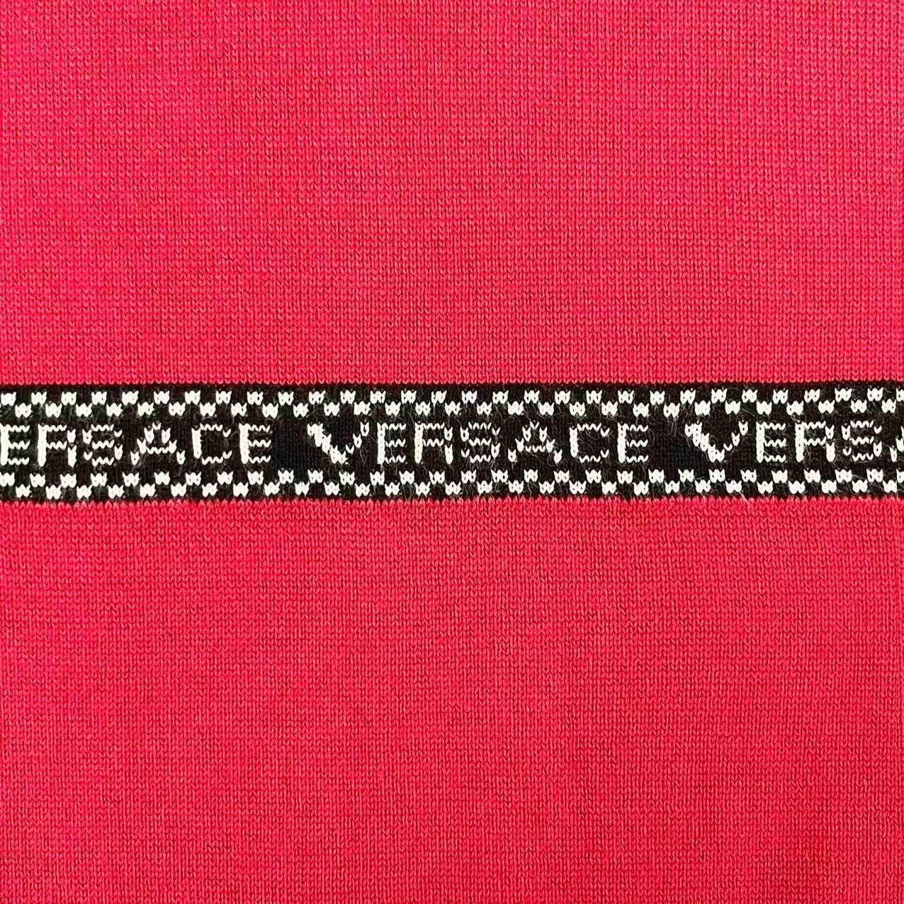 Versace versace red striped logo knit top Size L / US 10 / IT 46 - 4 Thumbnail