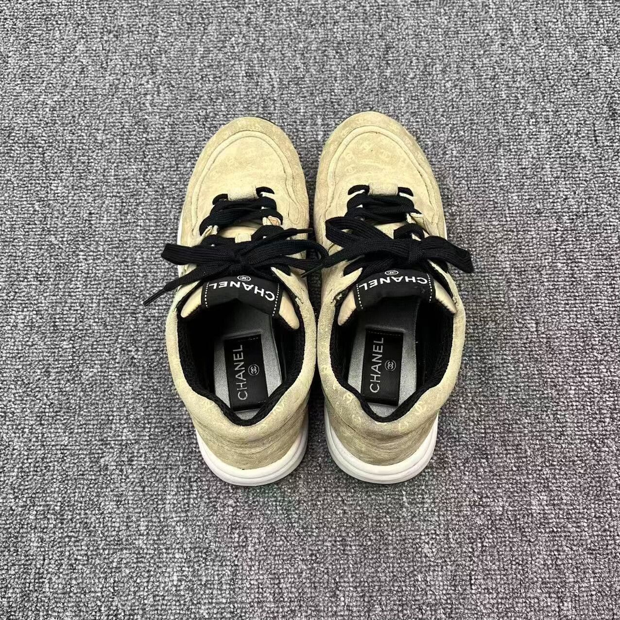 Chanel Chanel Beige Double C Print Casual Sneakers Size US 6.5 / IT 36.5 - 3 Thumbnail