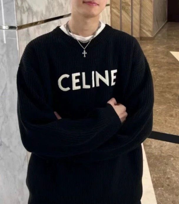 Celine celine black wool sweater with logo Size S / US 4 / IT 40 - 4 Thumbnail