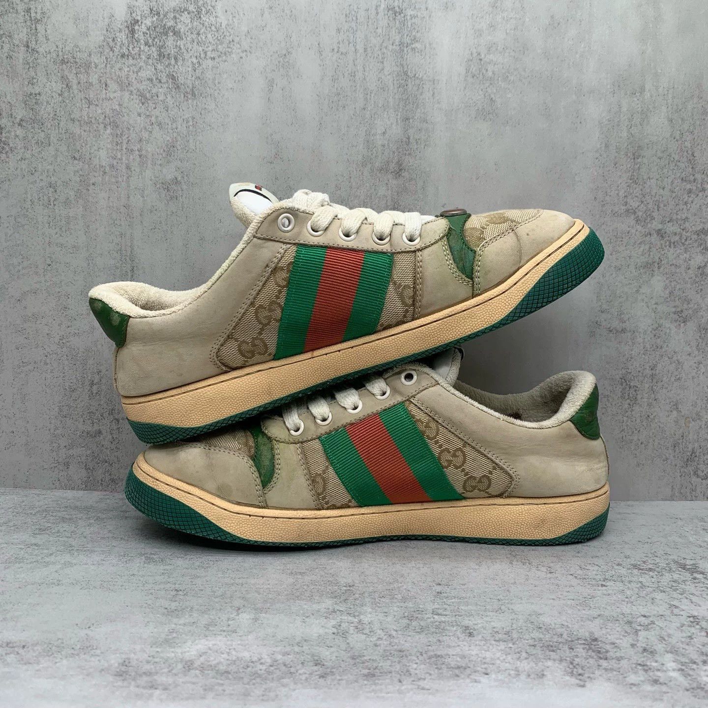 Gucci gucci white green sneakers size 40.5 Size US 10.5 / EU 43-44 - 3 Thumbnail