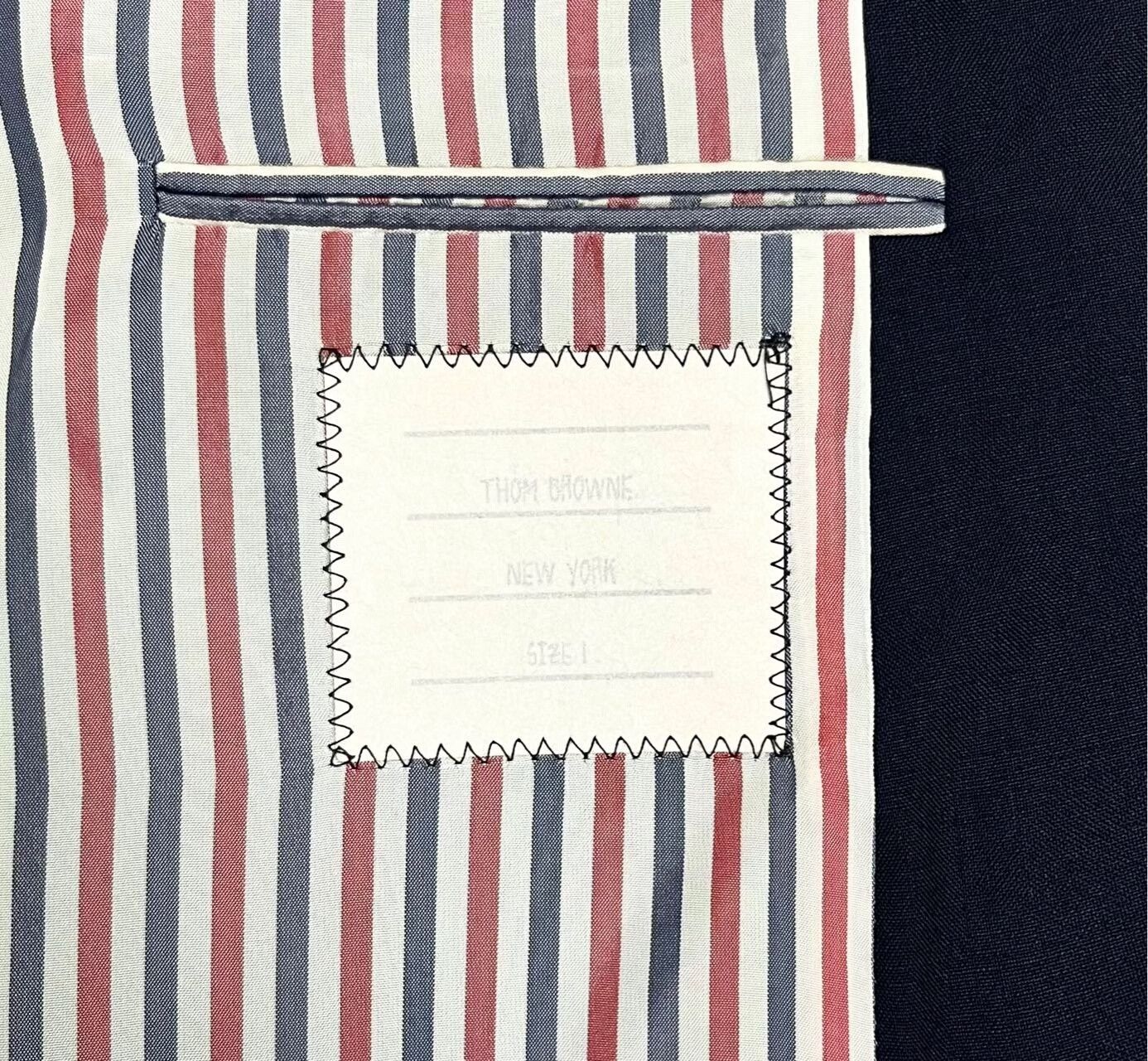 Thom Browne navy blue striped suit jacket by Thom Browne Size US S / EU 44-46 / 1 - 6 Thumbnail