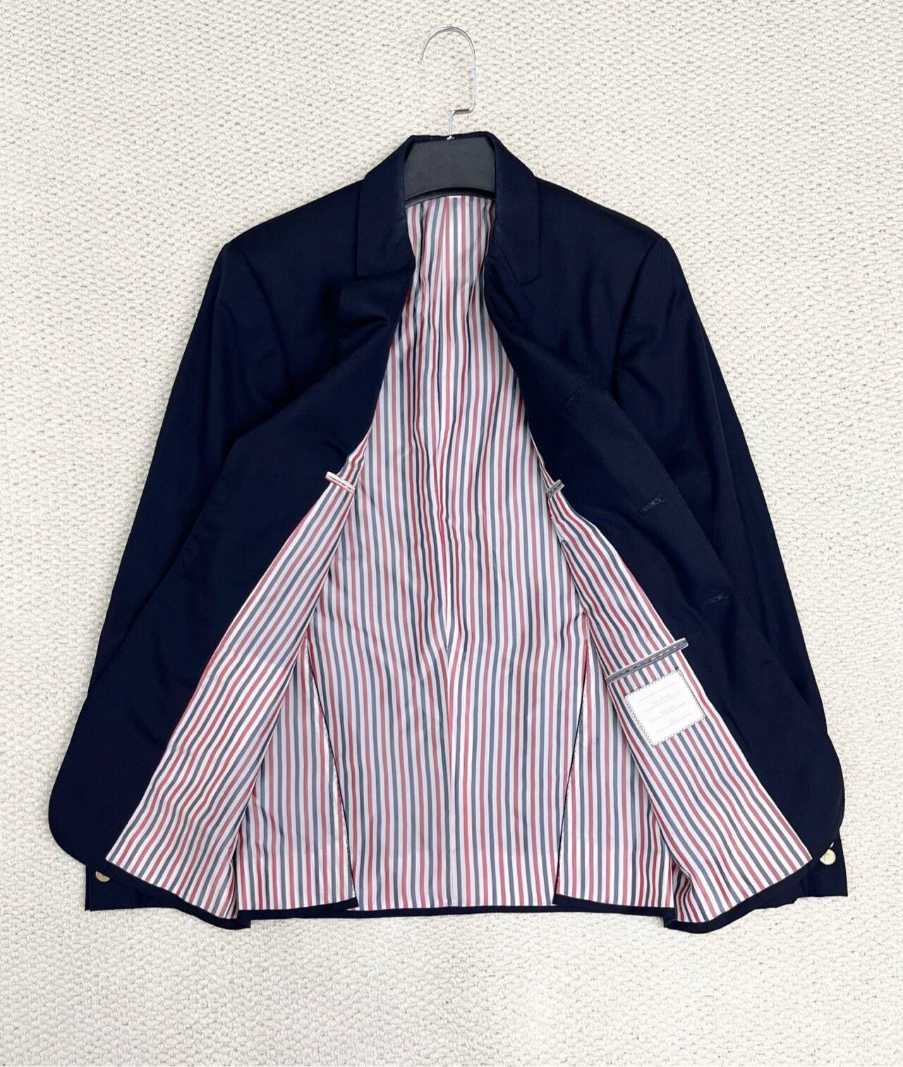 Thom Browne navy blue striped suit jacket by Thom Browne Size US S / EU 44-46 / 1 - 7 Thumbnail