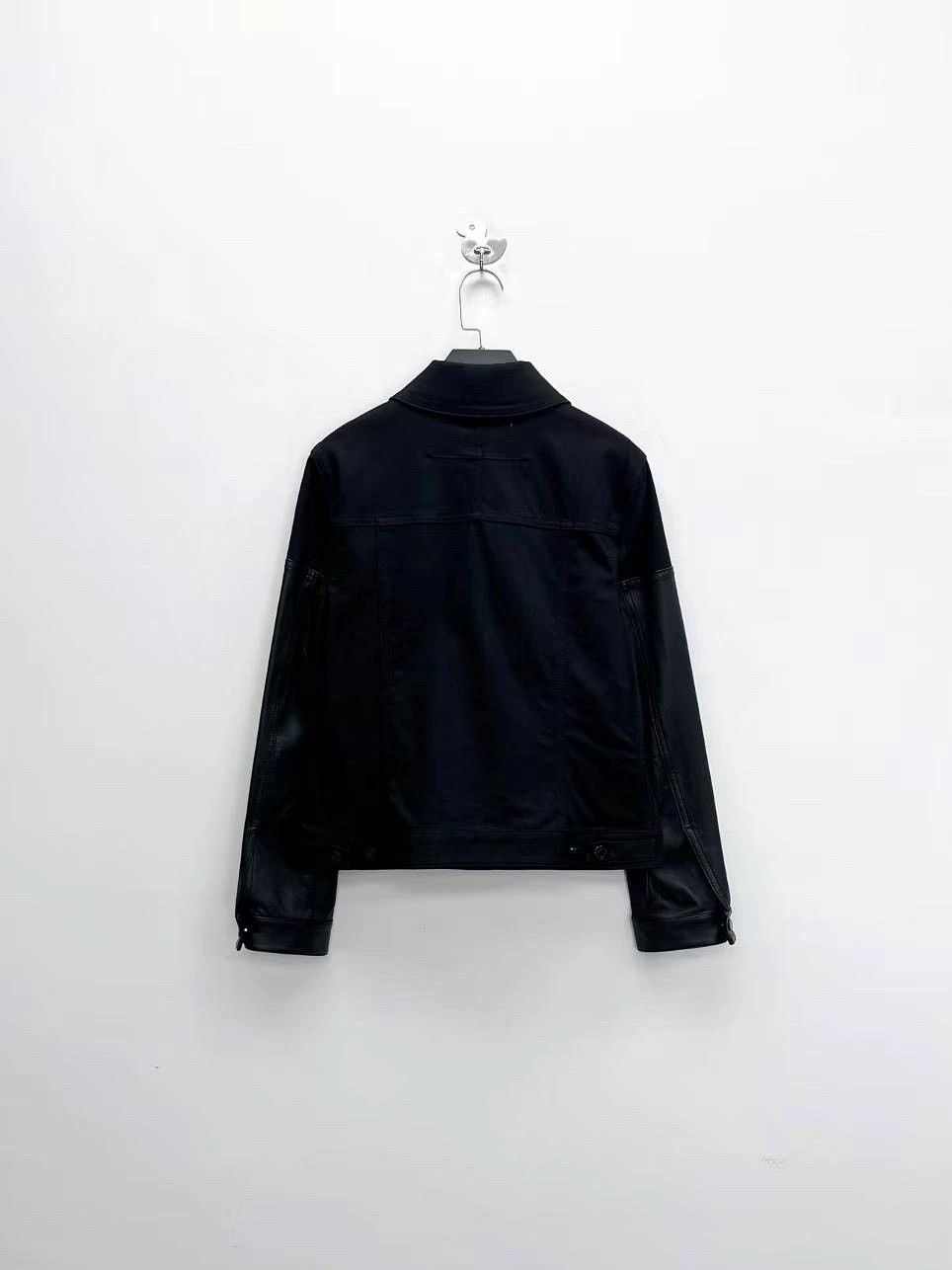 Givenchy givenchy black leather sleeve denim jacket Size US M / EU 48-50 / 2 - 2 Thumbnail