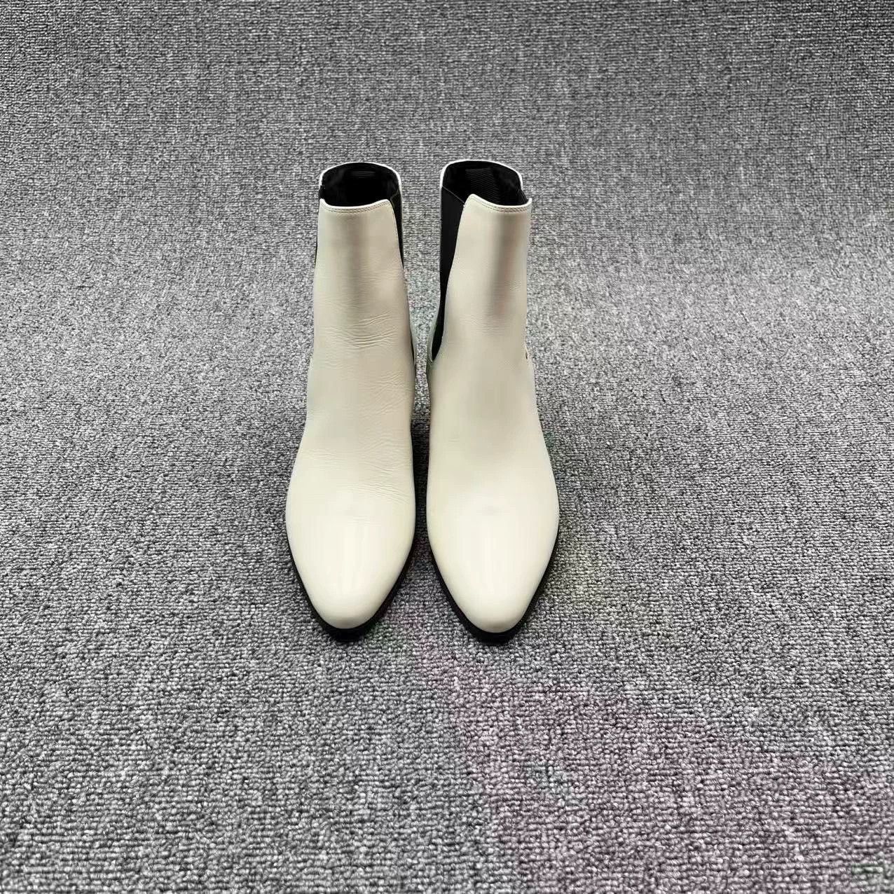 Celine white leather pointed toe chelsea boots Size US 5 / IT 35 - 2 Thumbnail