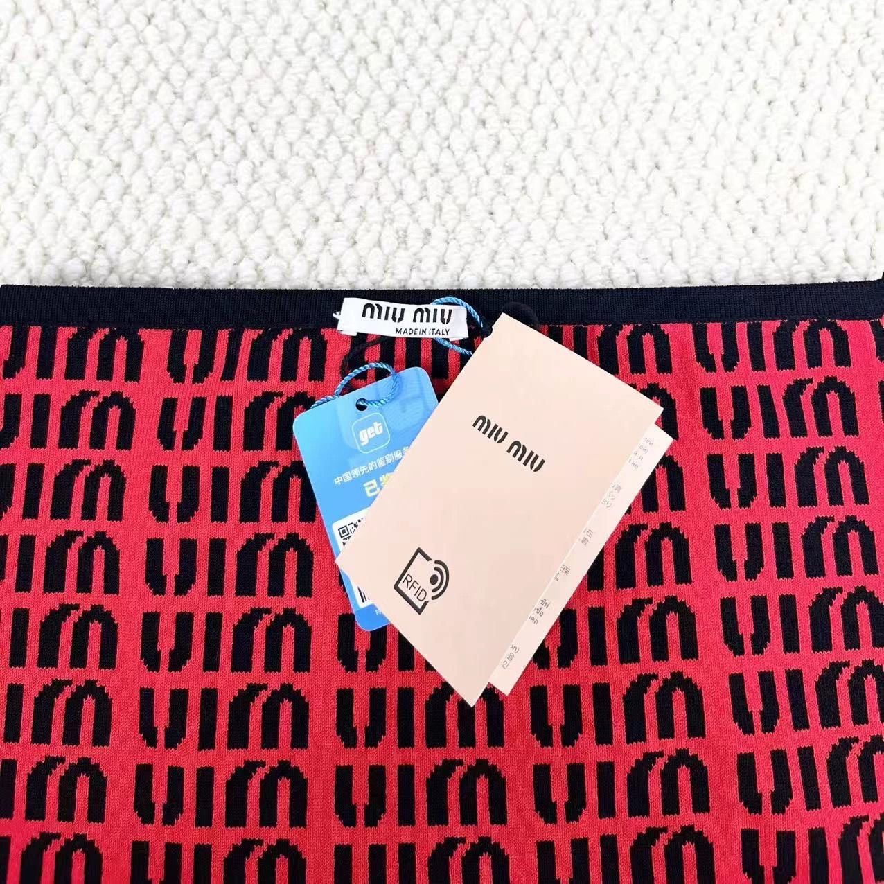 Miu Miu Miu Miu Black Red Logo Knit Mini Skirt Size 36" / US 14 / IT 50 - 3 Thumbnail