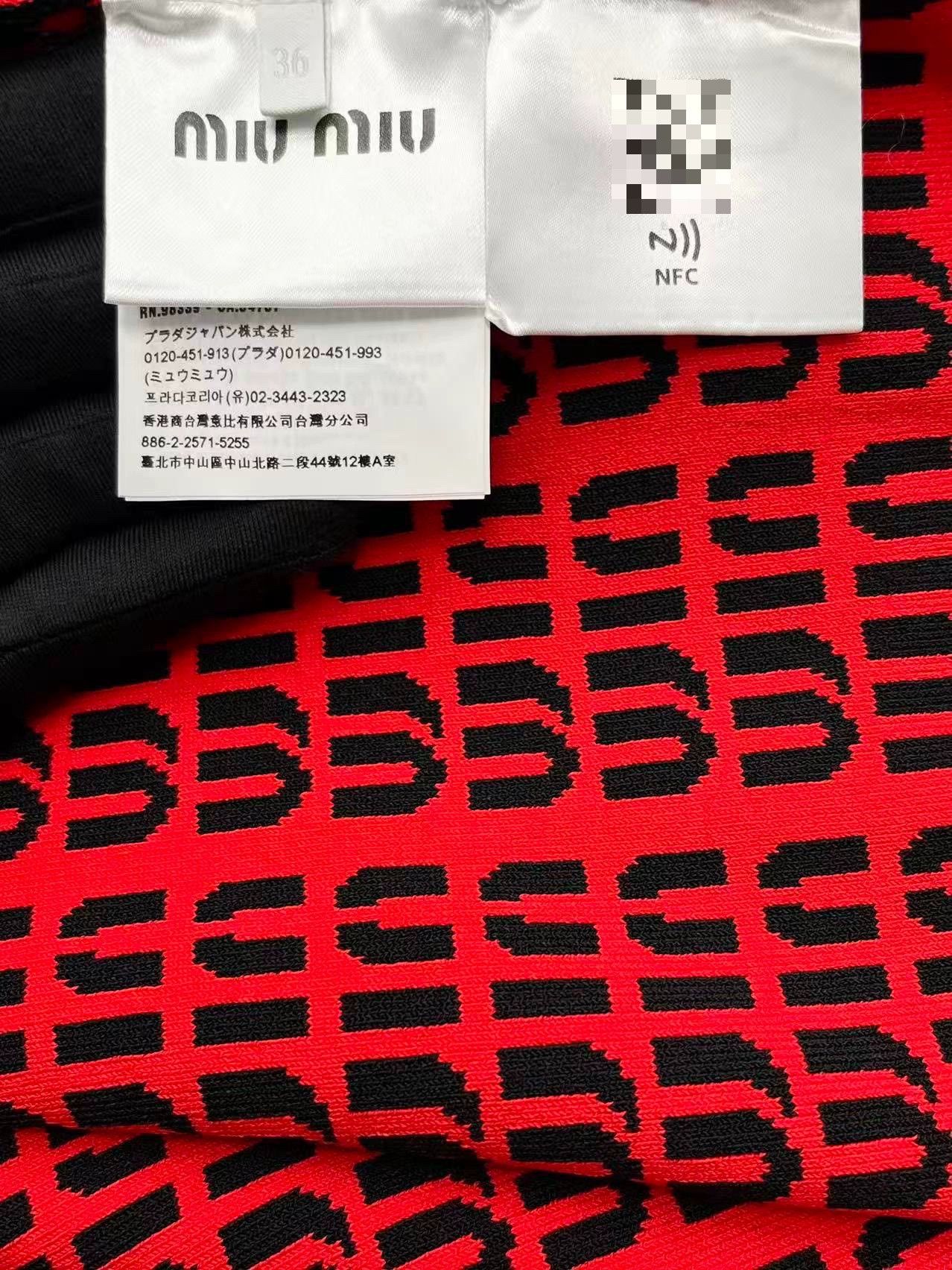 Miu Miu Miu Miu Black Red Logo Knit Mini Skirt Size 36" / US 14 / IT 50 - 4 Thumbnail