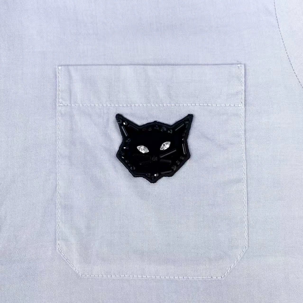 Miu Miu light blue cat pocket button-up shirt Size L / US 10 / IT 46 - 4 Thumbnail