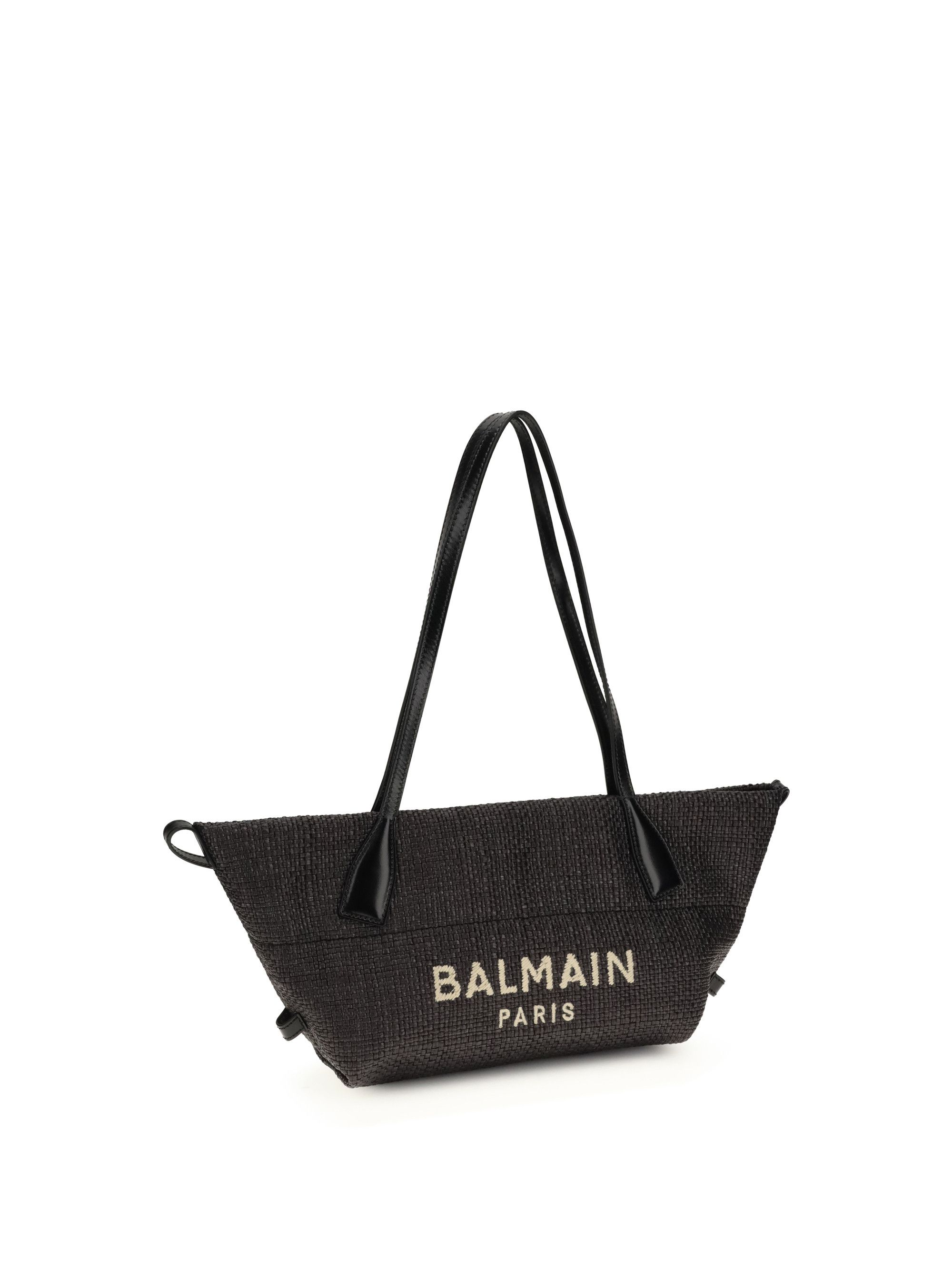 Balmain Calfskin and Raffia Track Shoulder Bag Size ONE SIZE - 2 Thumbnail