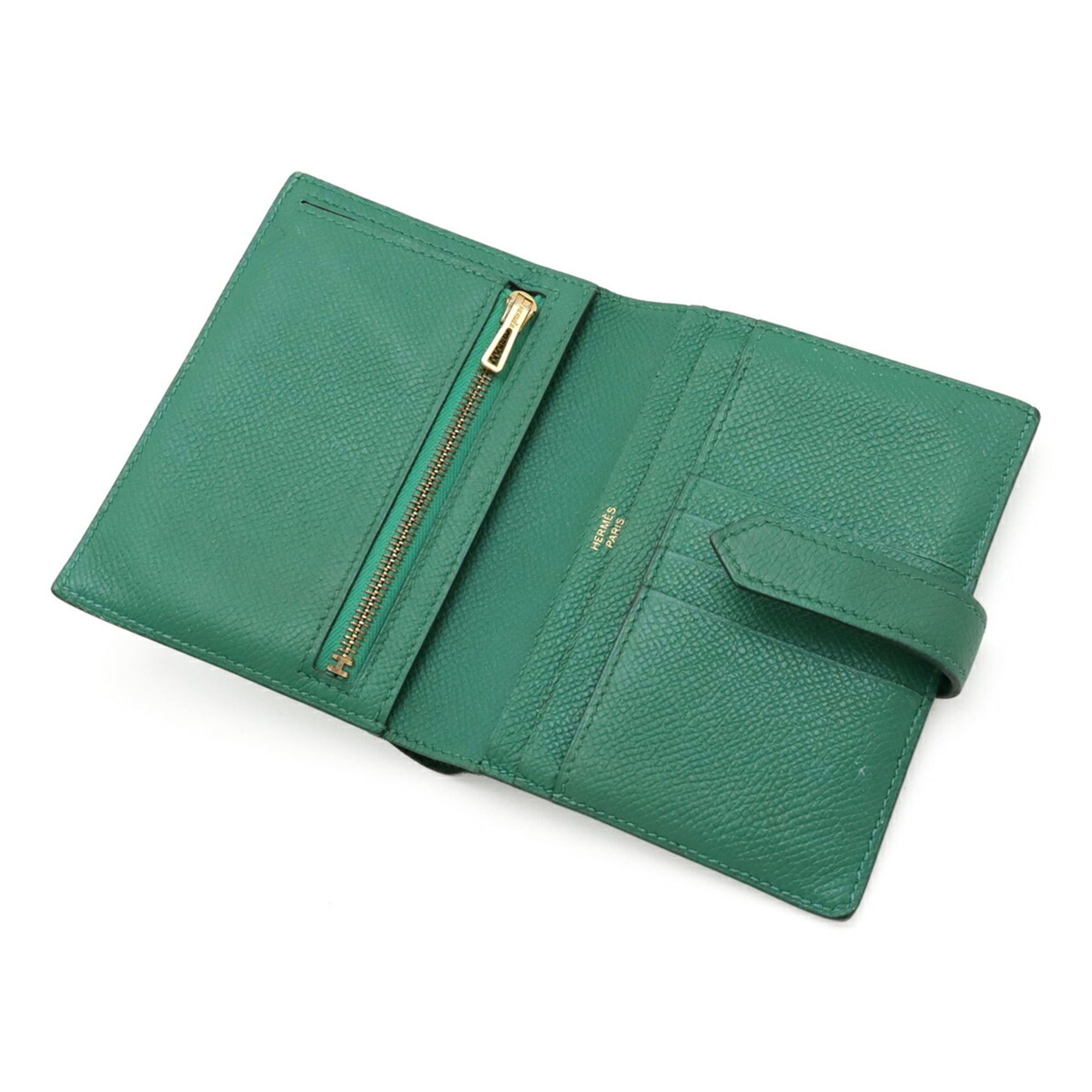 Hermes HERMES Bearn Compact Bi-fold Wallet, Epsom Leather, Bamboo, Green, C Stamp Size ONE SIZE - 6 Thumbnail