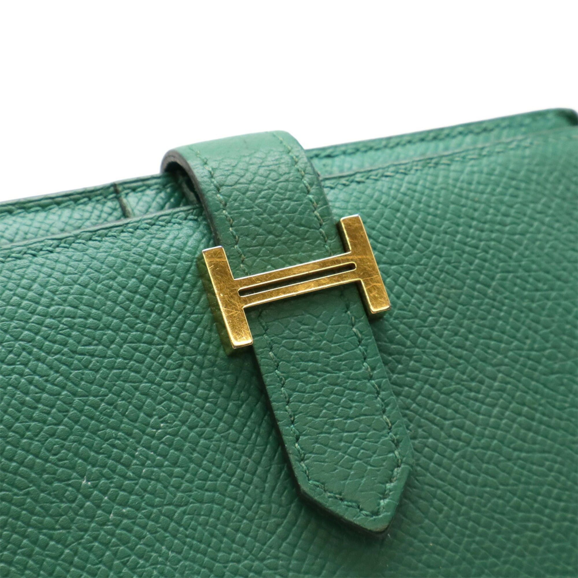 Hermes HERMES Bearn Compact Bi-fold Wallet, Epsom Leather, Bamboo, Green, C Stamp Size ONE SIZE - 5 Thumbnail