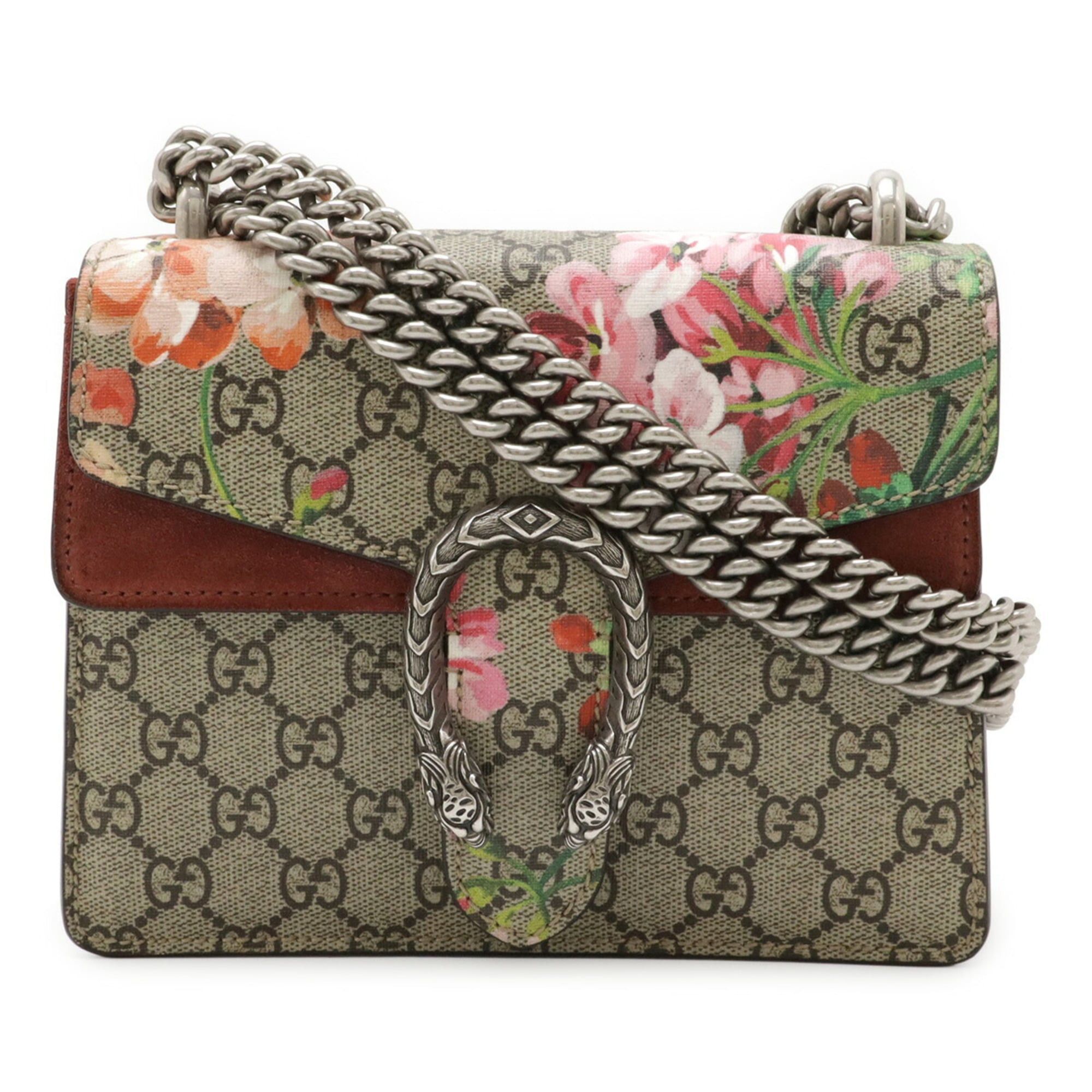 Gucci GUCCI Dionysus GG Blooms Chain Shoulder Bag with Tiger Head Design, PVC and Suede, Beige Pink Multicolor, 421970 Size ONE SIZE - 2 Thumbnail