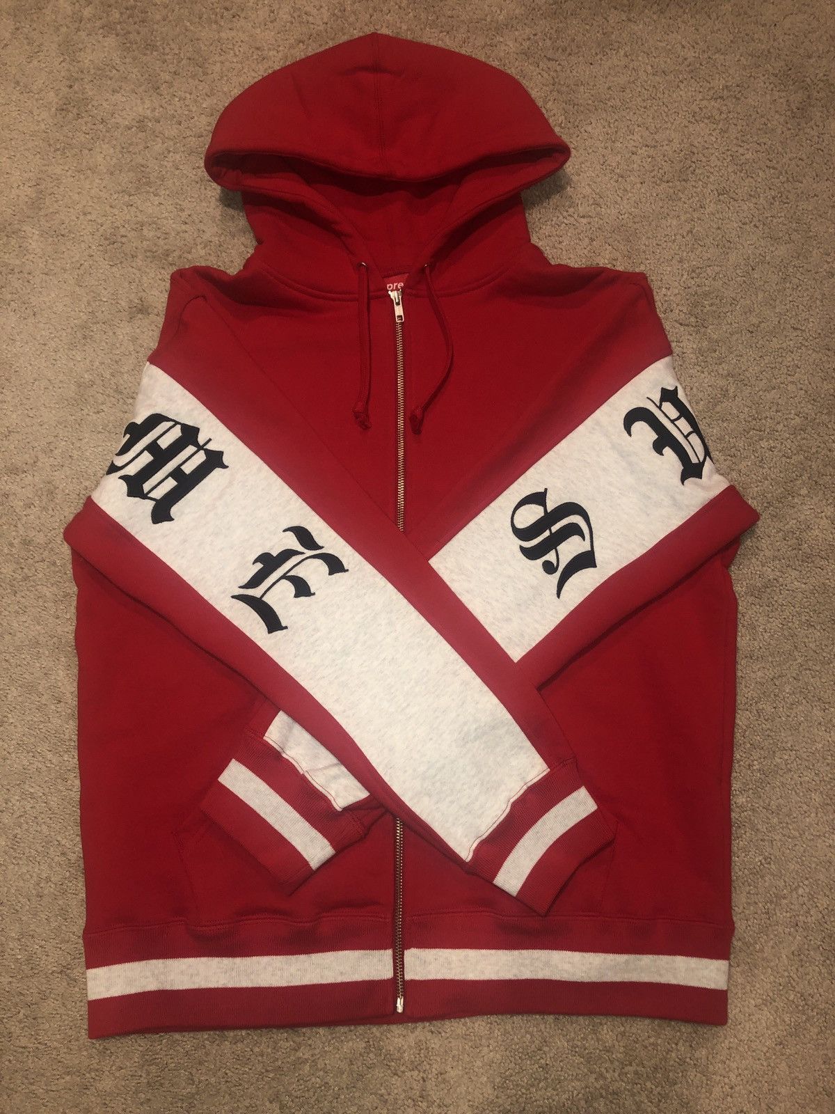 Supreme old english zip hotsell up hoodie