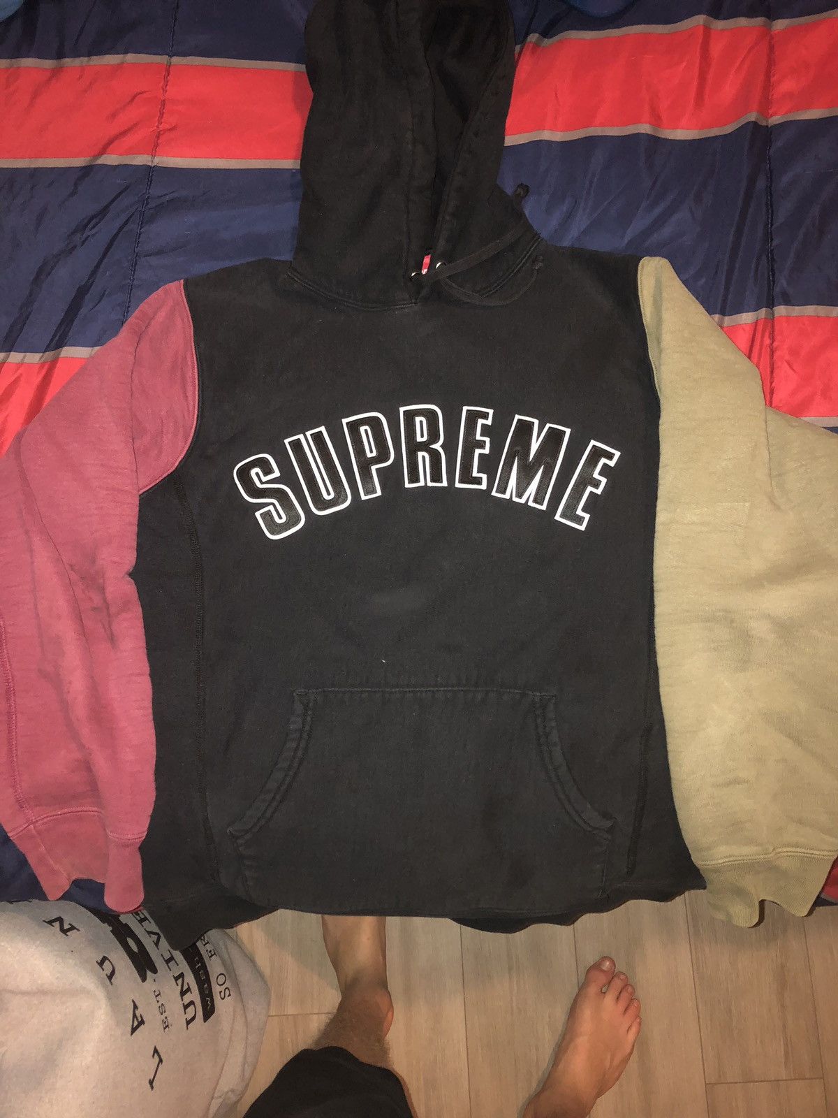 Supreme color blocked shop arc logo hoodie