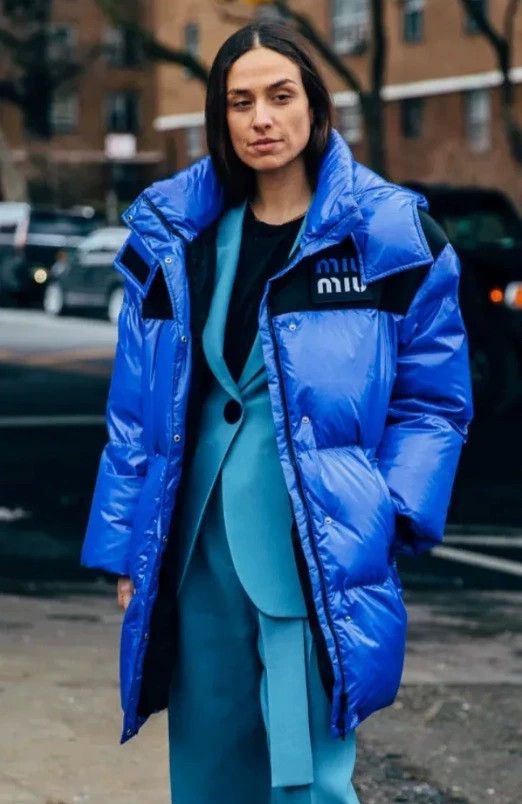Miu Miu miumiu blue long down jacket with logo Size M / US 6-8 / IT 42-44 - 4 Thumbnail