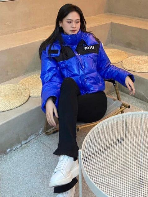 Miu Miu miumiu blue long down jacket with logo Size M / US 6-8 / IT 42-44 - 5 Thumbnail