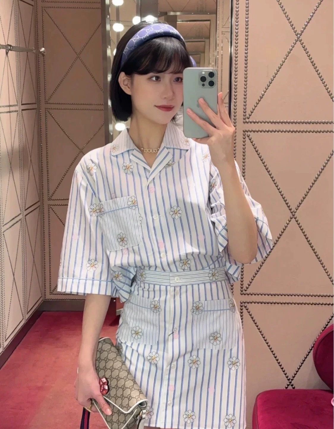 Gucci Gucci Light Blue Striped Short Shirt Jacket Size M / US 6-8 / IT 42-44 - 8 Thumbnail