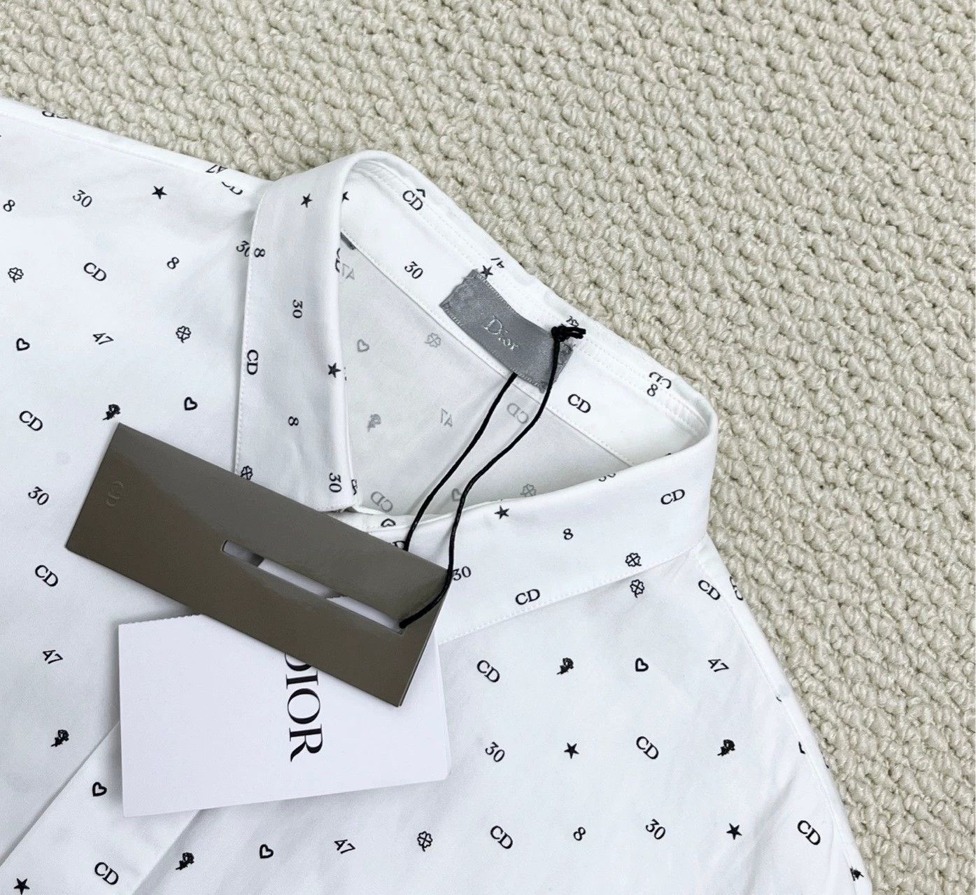 Dior Dior White Logo Hidden Button-Up Shirt Size US L / EU 52-54 / 3 - 3 Thumbnail