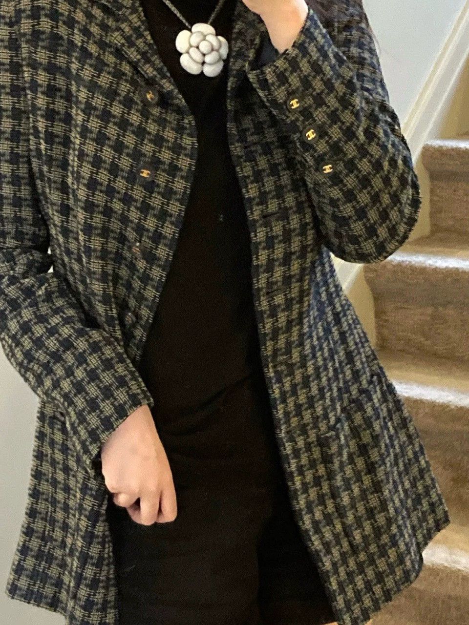 Chanel long chanel jacket with checkered pattern Size XS / US 0-2 / IT 36-38 - 7 Thumbnail