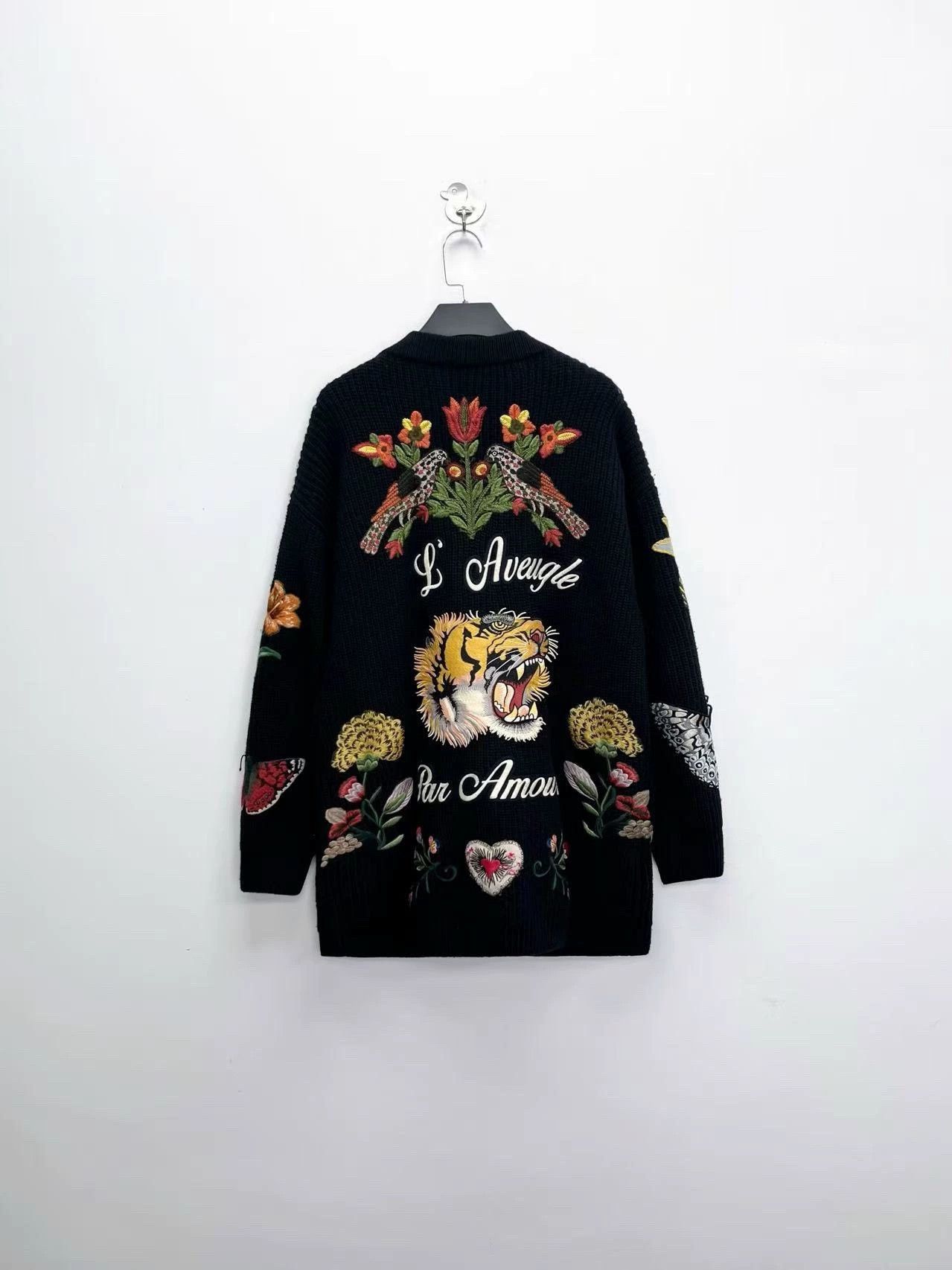 Gucci Gucci Black Floral Knit Cardigan with Pearl Buttons Size S / US 4 / IT 40 - 2 Thumbnail