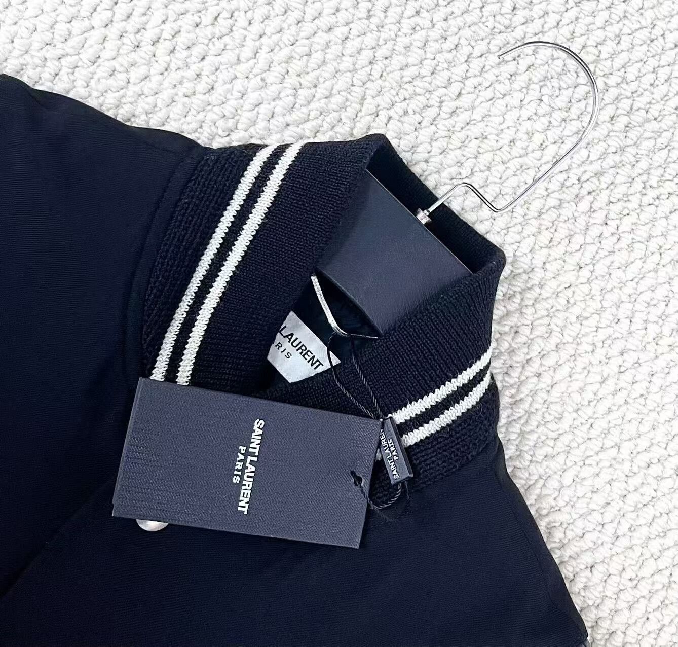 Saint Laurent Paris black and white striped baseball jacket Size US L / EU 52-54 / 3 - 3 Thumbnail