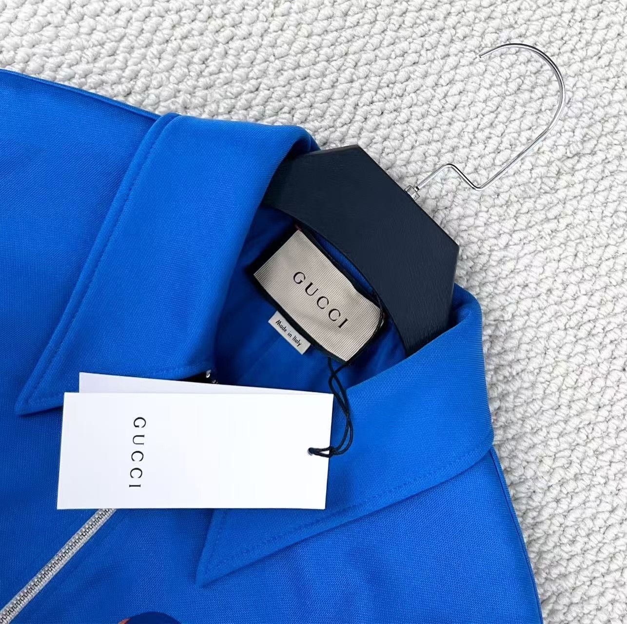 Gucci gucci blue embroidered logo cropped jacket Size S / US 4 / IT 40 - 3 Thumbnail