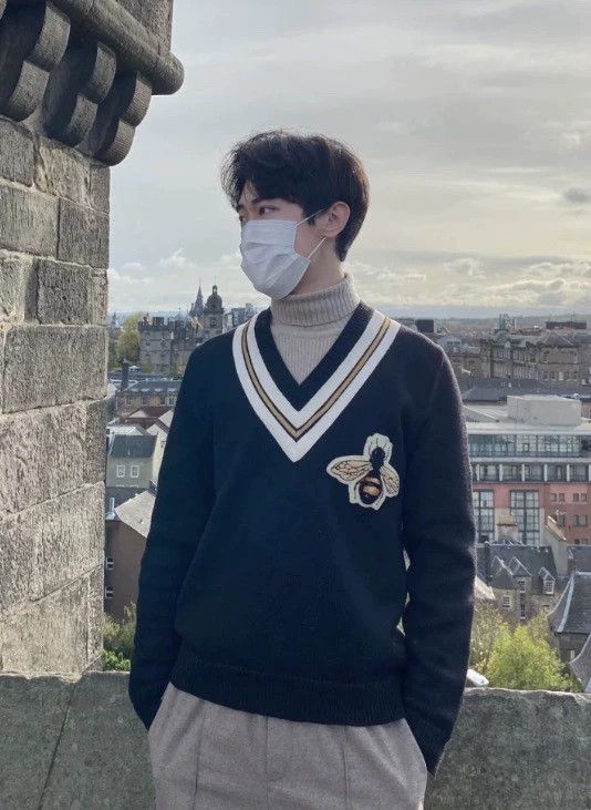 Gucci gucci v-neck knit sweater with bee emblem Size US S / EU 44-46 / 1 - 5 Thumbnail