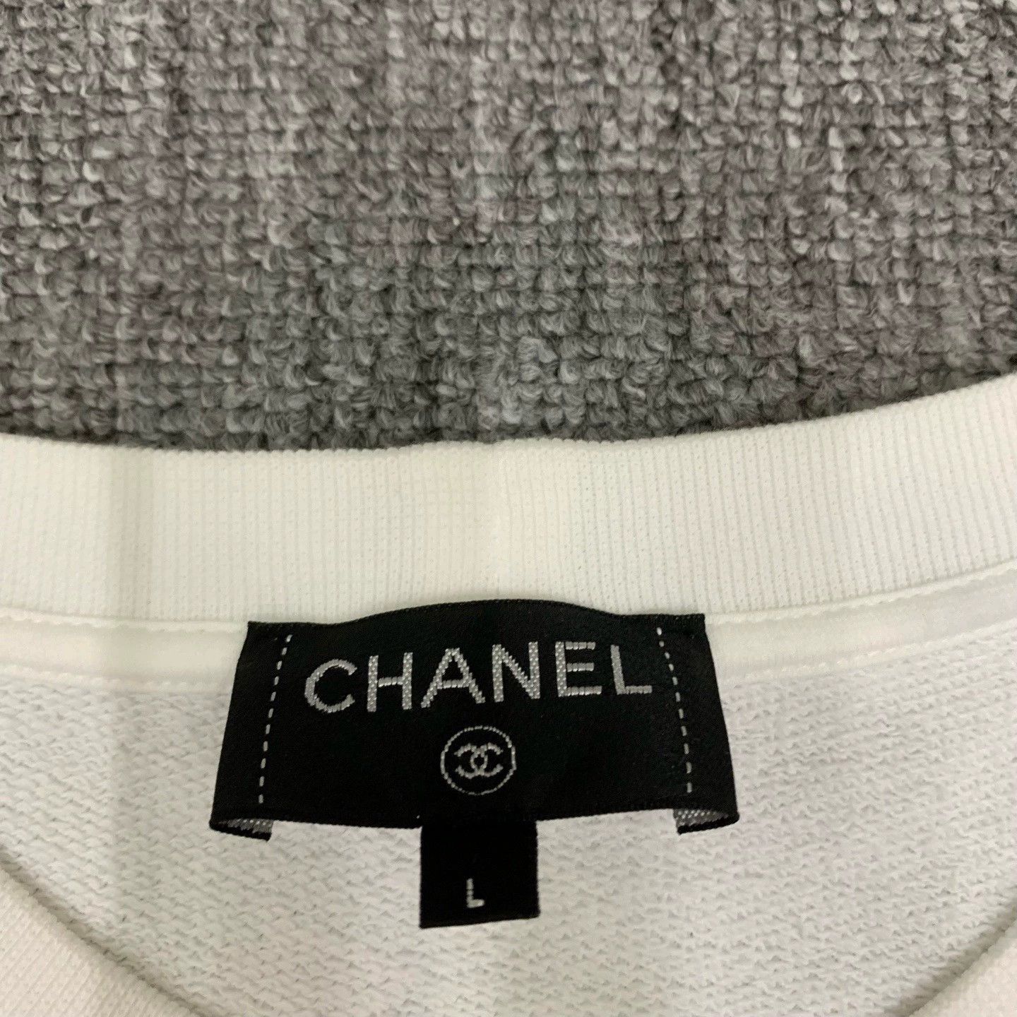 Chanel white embroidered logo sweatshirt by Chanel Size L / US 10 / IT 46 - 6 Thumbnail